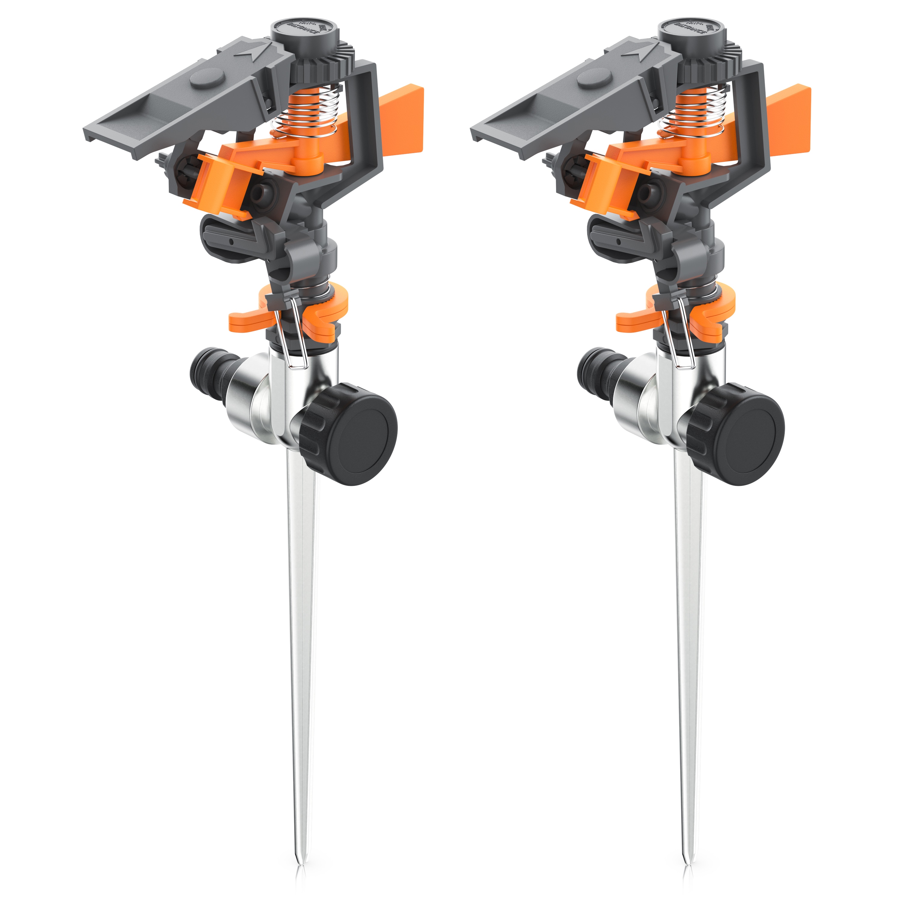 Brandson 2x Kreisregner Intervall-Sprinkler, Rasensprenger mit Pulsation, 360&deg; Impulsregner, f&uuml;r Fl&auml;chen bis 200 m&sup2;, Rasensprinkler, 7m Reichweite, Gardena kompatibel - Bild 1