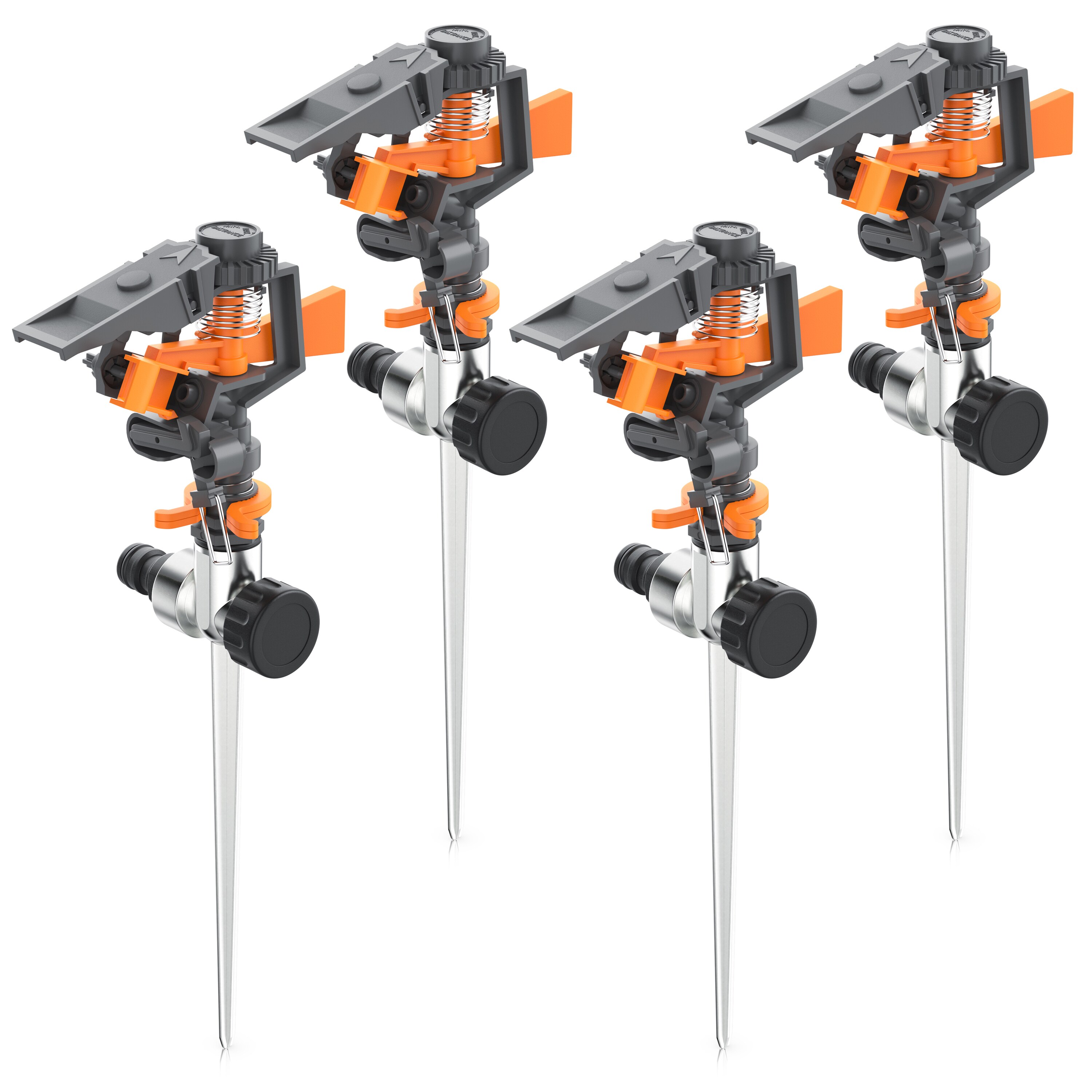 Brandson 4x Kreisregner Intervall-Sprinkler, Rasensprenger mit Pulsation, 360&deg; Impulsregner, f&uuml;r Fl&auml;chen bis 200 m&sup2;, Rasensprinkler, 7m Reichweite, Gardena kompatibel - Bild 1