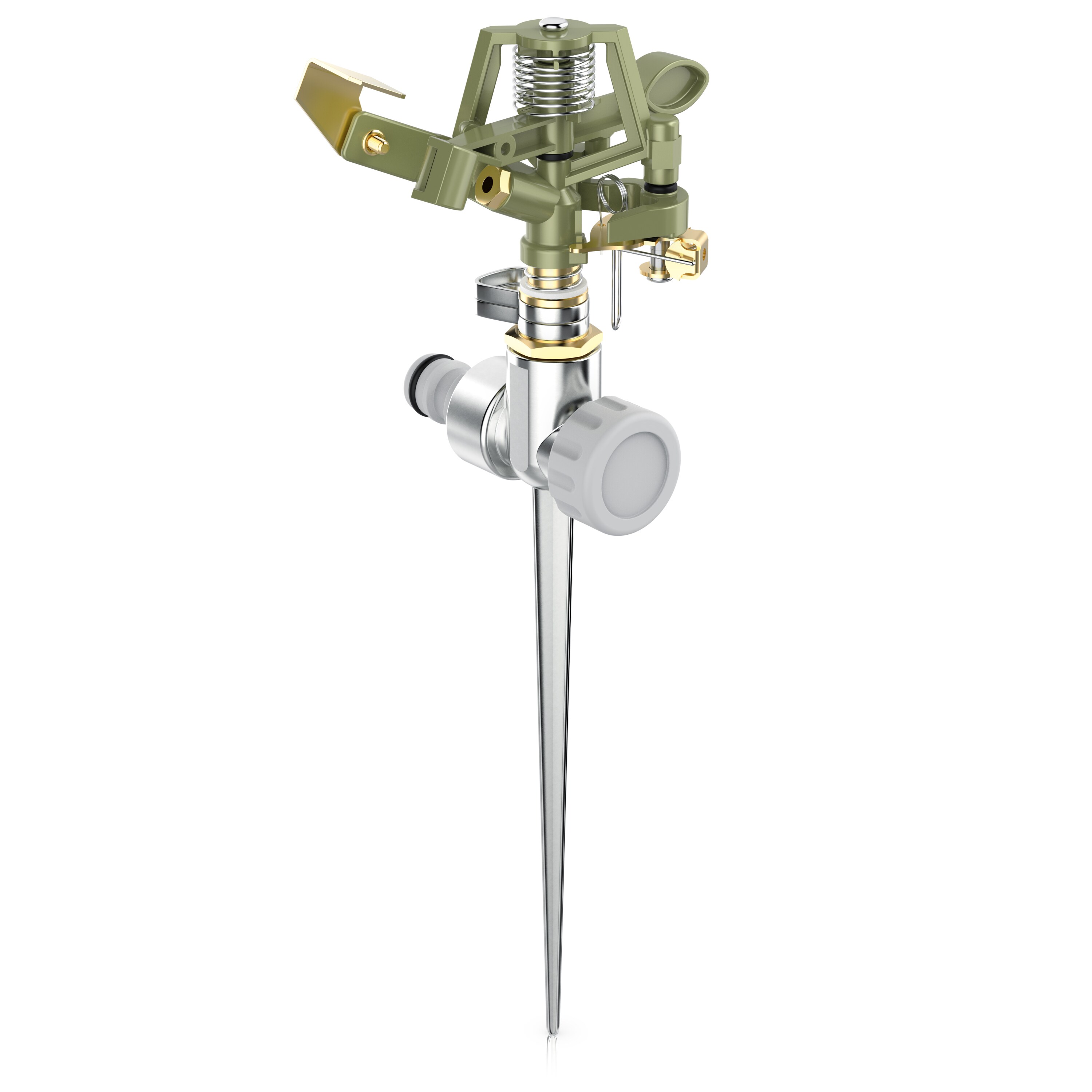 Brandson 1x Kreisregner Intervall-Sprinkler, Rasensprenger mit Pulsation, 360&deg; Impulsregner, f&uuml;r Fl&auml;chen bis 450 m&sup2;, Rasensprinkler, 12m Reichweite, Gardena kompatibel - Bild 1