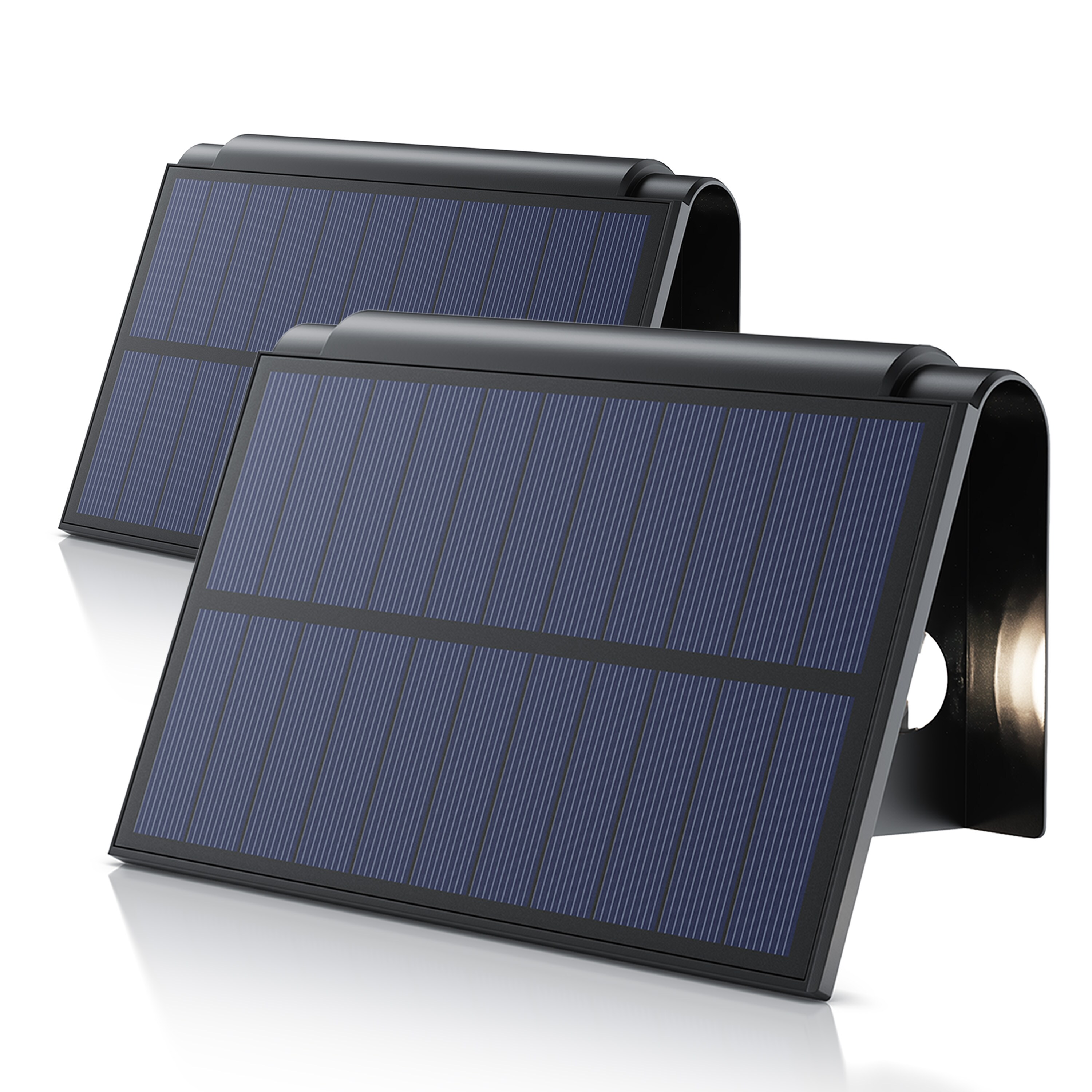BEARWARE 2x LED Solarleuchte Solar Wandleuchte f&uuml;r au&szlig;en mit Akku & ohne Stromanschluss Wasserdicht, Ein-/Ausschalter; mehrere Helligkeitsstufen, LED fest integriert, Warmwei&szlig;, 1800 mAh Akku, Solarpanel, IP54, wetterfest, f&uuml;r Au&szlig;enmontage - Bild 1