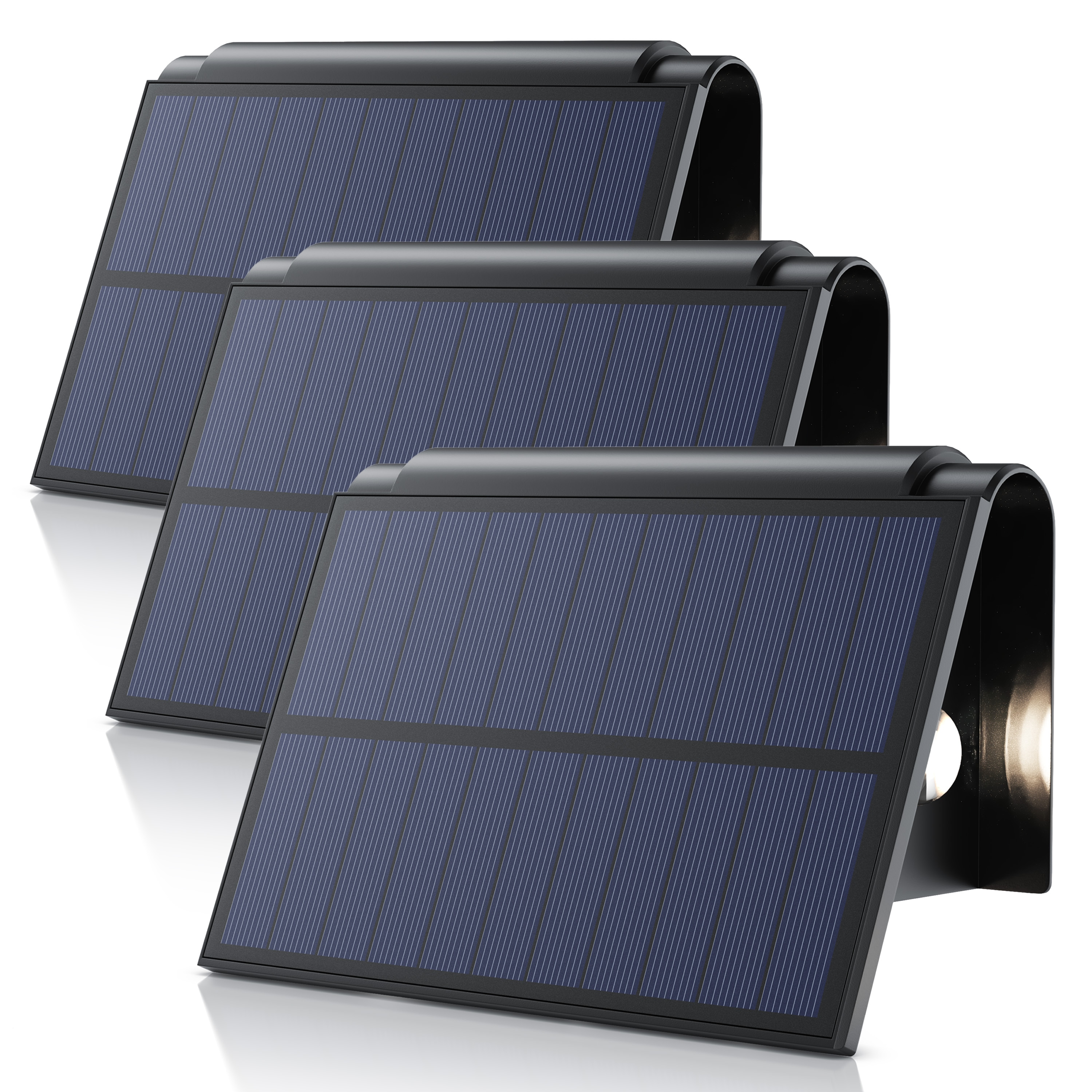 BEARWARE 3x LED Solarleuchte Solar Wandleuchte f&uuml;r au&szlig;en mit Akku & ohne Stromanschluss Wasserdicht, Ein-/Ausschalter; mehrere Helligkeitsstufen, LED fest integriert, Warmwei&szlig;, 1800 mAh Akku, Solarpanel, IP54, wetterfest, f&uuml;r Au&szlig;enmontage - Bild 1