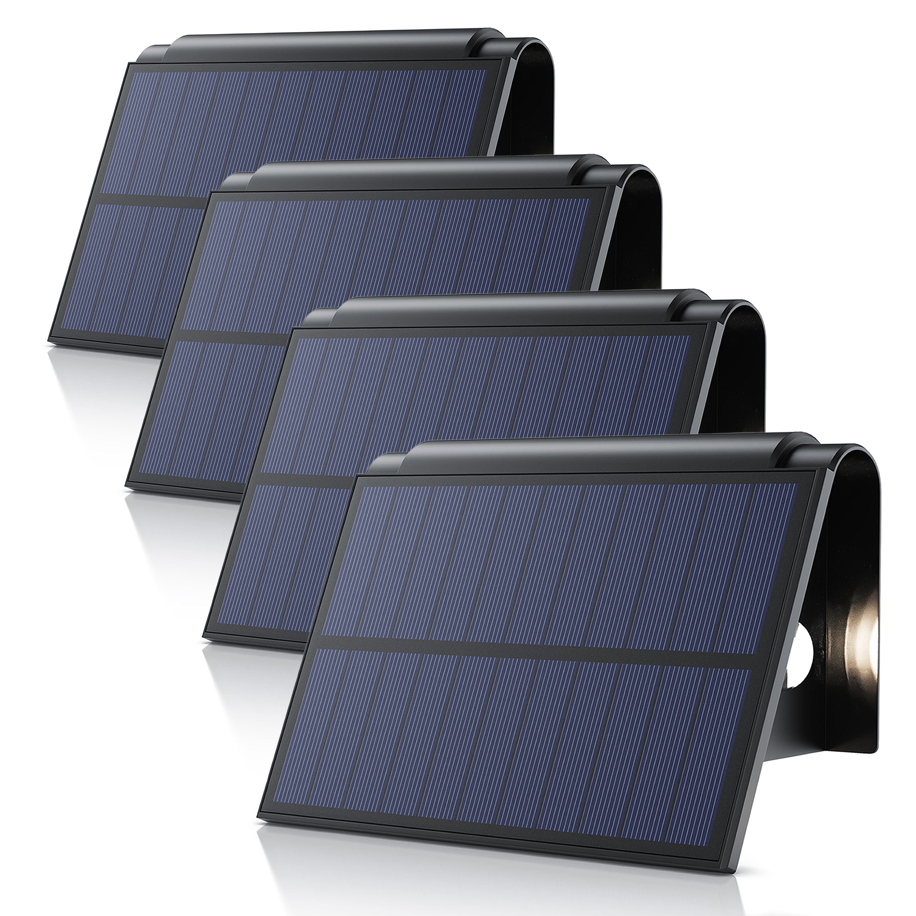 BEARWARE 4x LED Solarleuchte Solar Wandleuchte f&uuml;r au&szlig;en mit Akku & ohne Stromanschluss Wasserdicht, Ein-/Ausschalter; mehrere Helligkeitsstufen, LED fest integriert, Warmwei&szlig;, 1800 mAh Akku, Solarpanel, IP54, wetterfest, f&uuml;r Au&szlig;enmontage - Bild 1