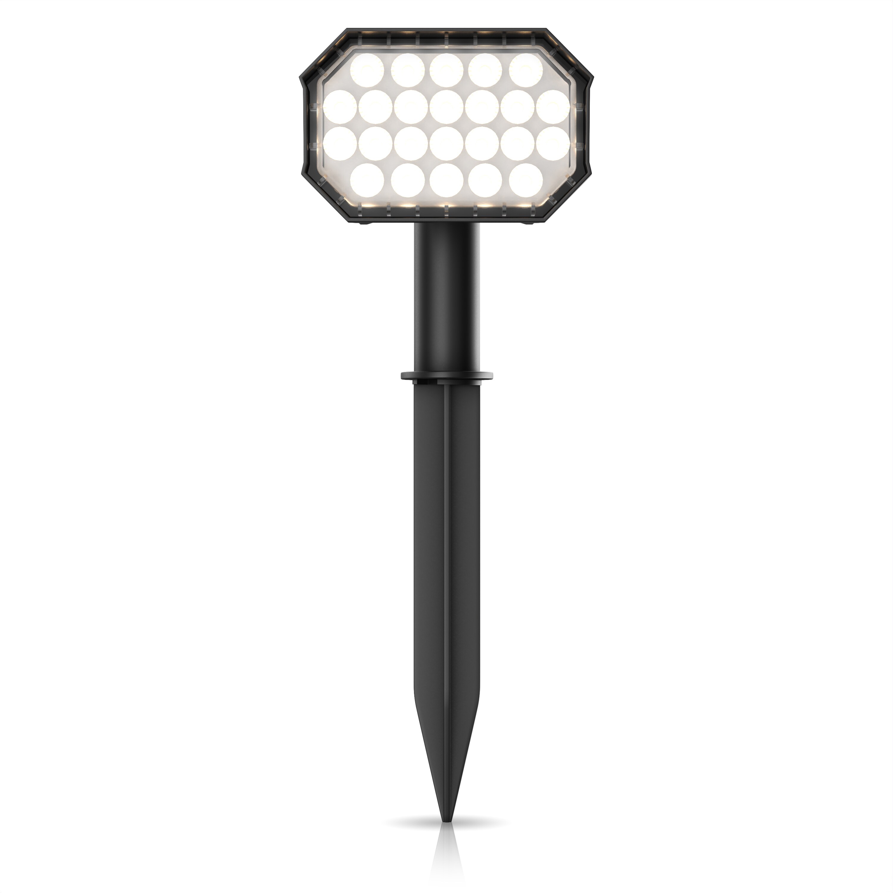 Brandson 1x LED Gartenstrahler Solar Erdspie&szlig;leuchte, Akku Gartenleuchte, Solarspotlight Wandmontage, Ein-/Ausschalter; mehrere Helligkeitsstufen, LED fest integriert, Warmwei&szlig;, Solarstrahler 80 Lumen, Solarleuchte warnwei&szlig;, f&uuml;r Garten, Balkon IP65 - Bild 1