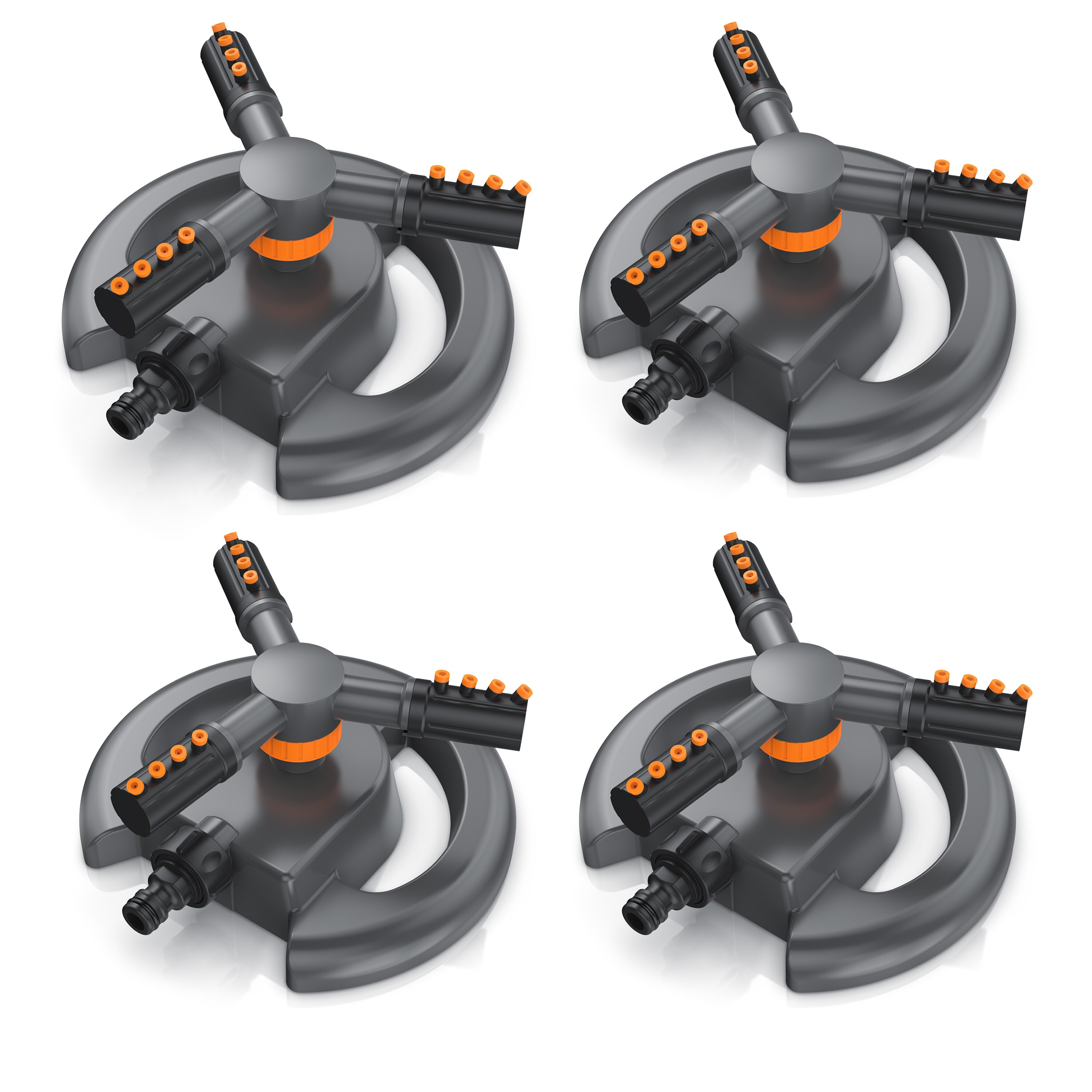 Brandson 4x Kreisregner Garten Sprinkler, 360&deg; Rasensprenger, 3 Arm Rasensnsprikler rotierend, f&uuml;r Fl&auml;chen bis 314 m&sup2;, Sprenger Bew&auml;sserungssystem, Bew&auml;sserungsanlagen, Gardena kompatibel - Bild 1