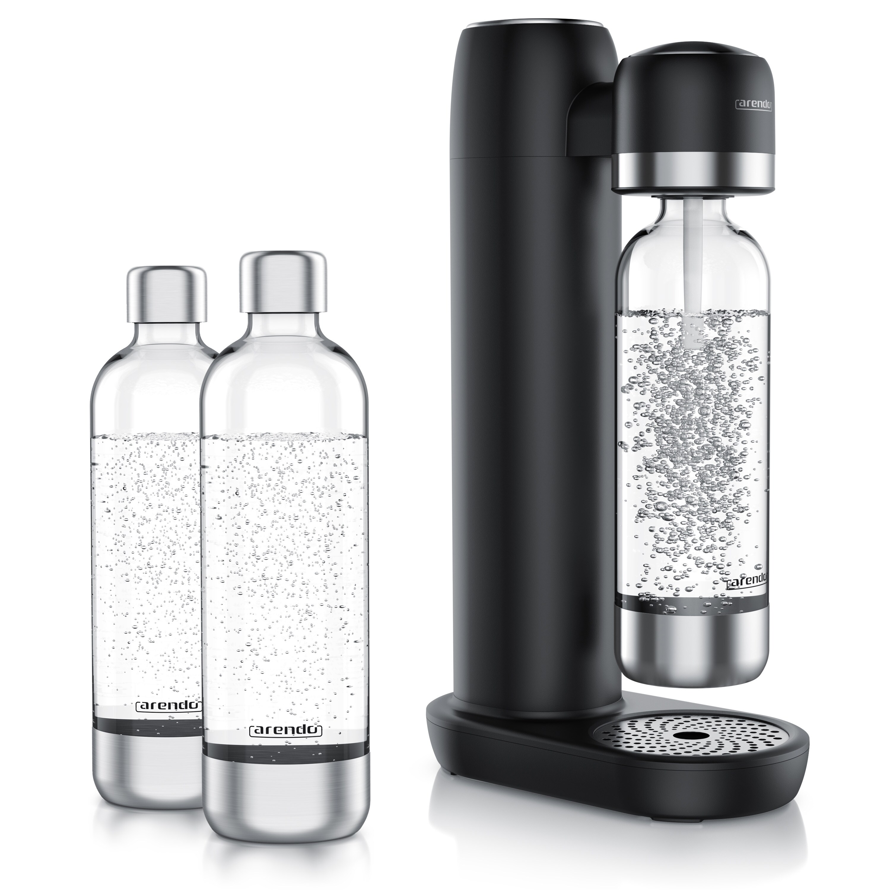 Arendo 4x Wassersprudler Soda Maker mit 3x 1000 ml Flaschen, kompatibel mit 60l CO2 Zylindern, (Set, 4-tlg., Soda Maker, 3x PET-Flaschen), Soda Streamer + 3 Wasserflaschen, BPA-frei, fein dosierbar, Carbonator - Bild 1