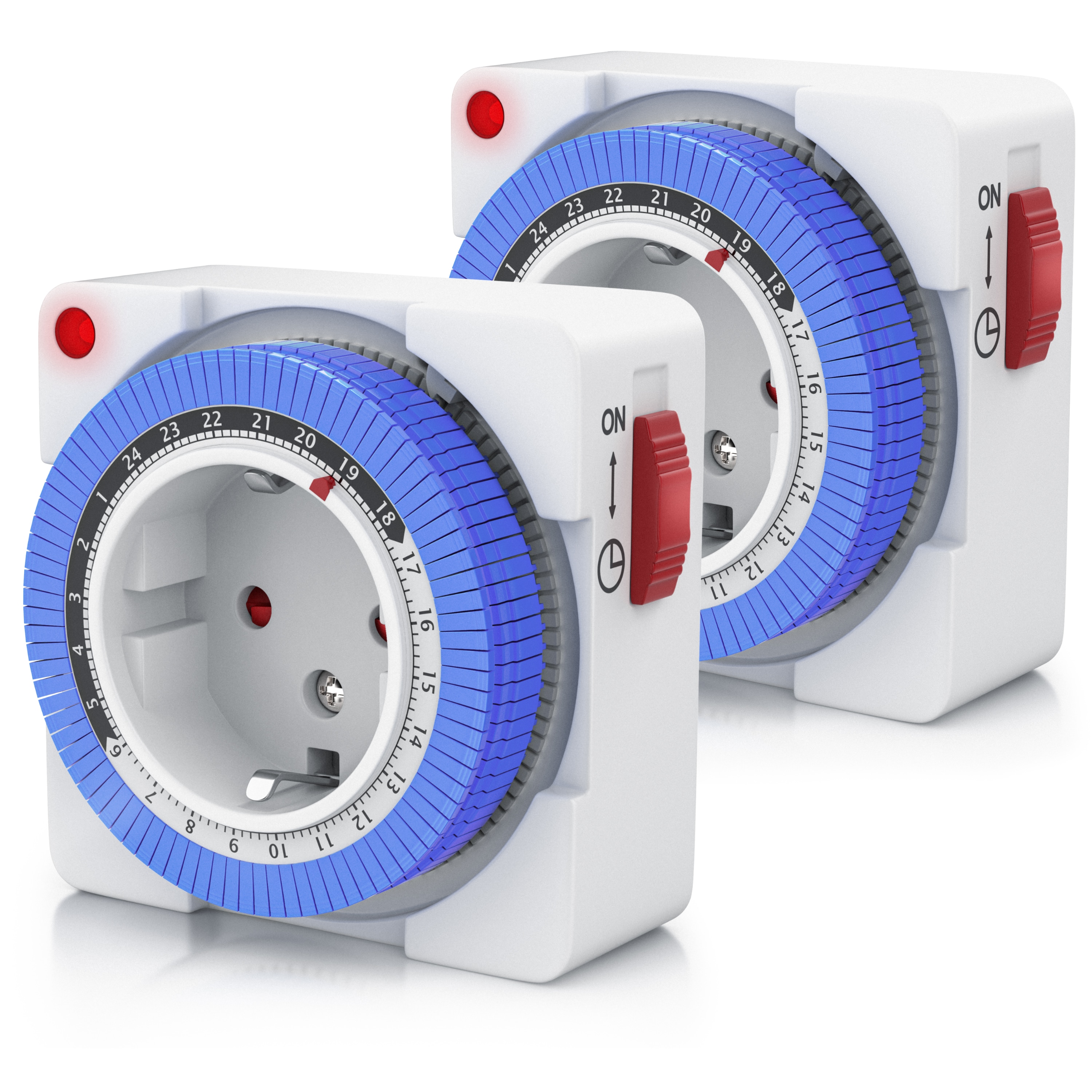 BEARWARE 2x Zeitschaltuhr, mechanisch, 24h, kompakt, 15 min. Zeitintervalle, Kinderschutzsicherung - Bild 1