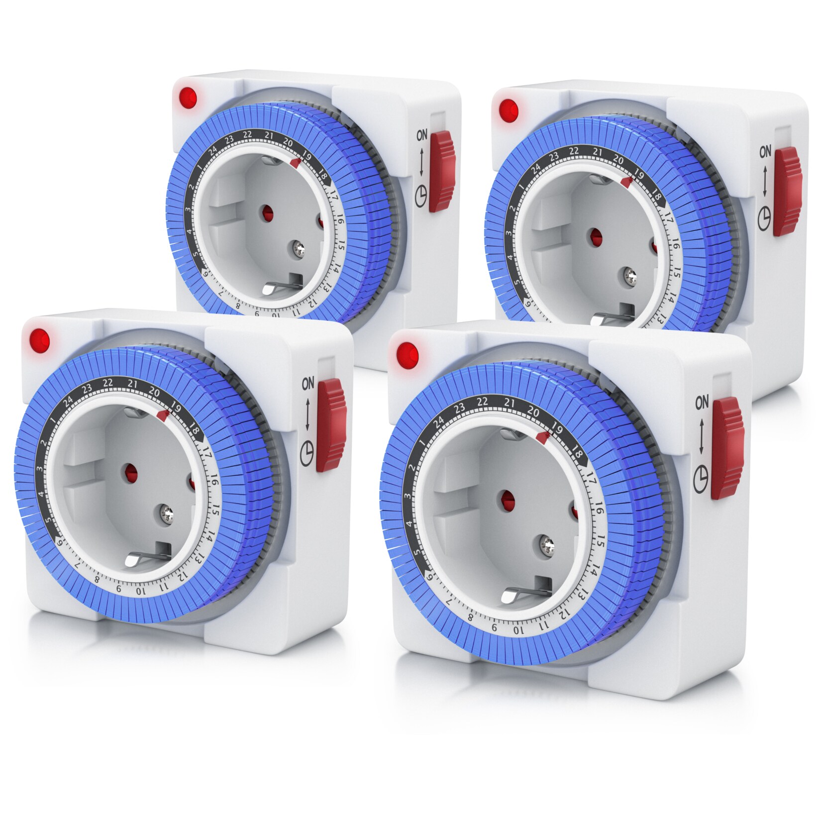 BEARWARE 4x Zeitschaltuhr, mechanisch, 24h, kompakt, 15 min. Zeitintervalle, Kinderschutzsicherung | 04062861827062