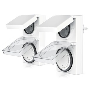 BEARWARE 2x Zeitschaltuhr Mechanischer Outdoor Timer, 96 Segmente, für Innen & Außen, 3680W, mechanisch, 15-Min-Intervalle, spritzwassergeschützt, dt. Anleitung - Bild 1