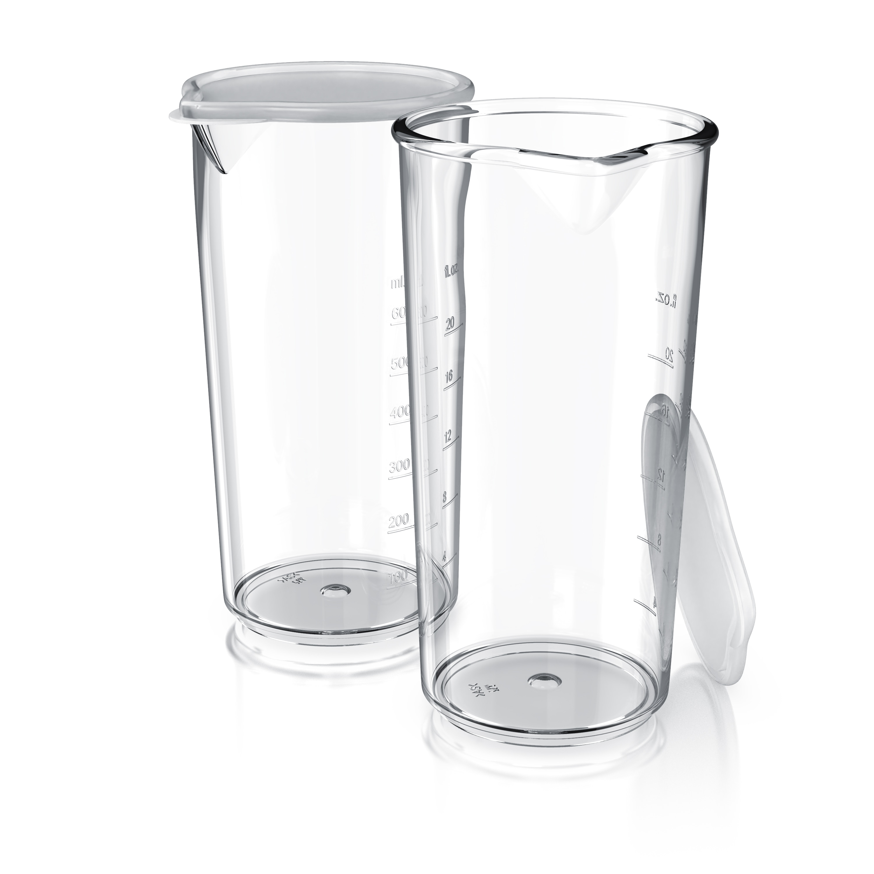 Arendo 2x Messbecher mit Deckel, 600ml, 20 Unzen, Klarsichtbecher, Mixbecher aus Kunststoff, Kunststoff, (2-St), ideal f&uuml;r elektrische Handmixer, Stabmixer & Handr&uuml;hrer - Bild 1