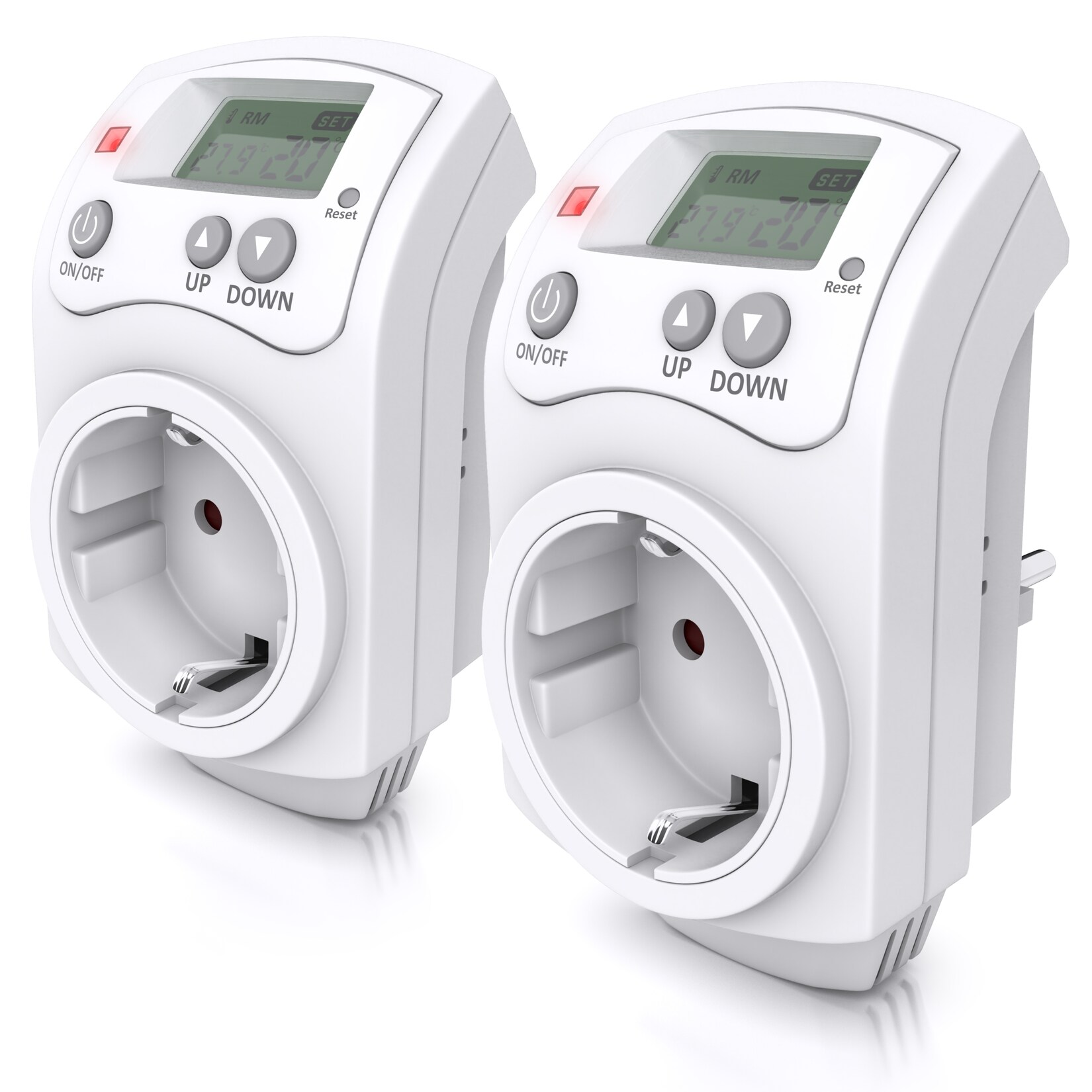 BEARWARE 2x Steckdosen-Thermostat, max. 3680 W, programmierbar von 5°-30°C LCD Display mit Statusanzeige | 04062861826966