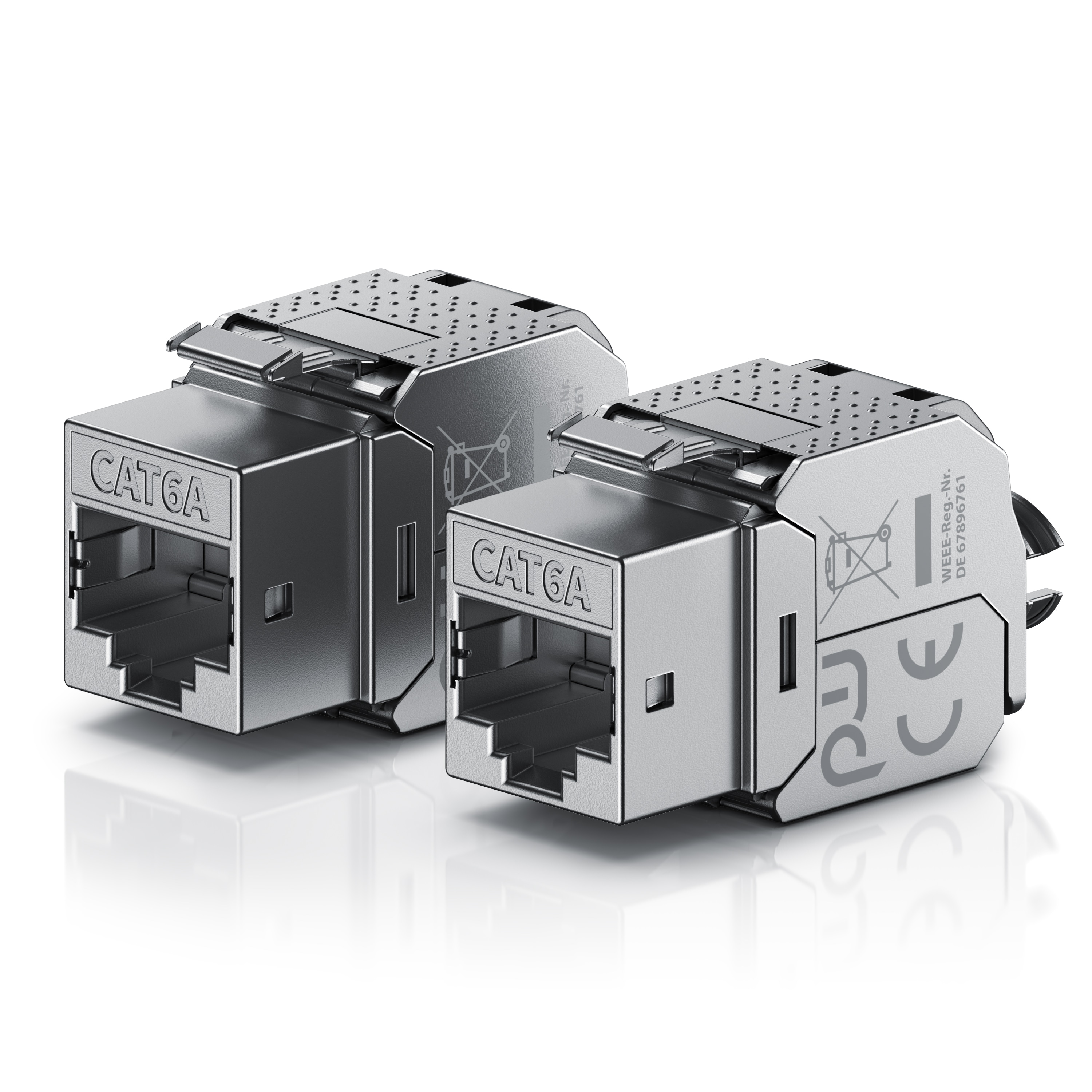 Primewire 2x Netzwerk-Adapter RJ-45 (Ethernet), Buchse zu Netzwerkkabel, CAT.6a Keystone Modul f&uuml;r LAN Kabel, RJ45 Buchse, feldkonfektionierbar - Bild 1
