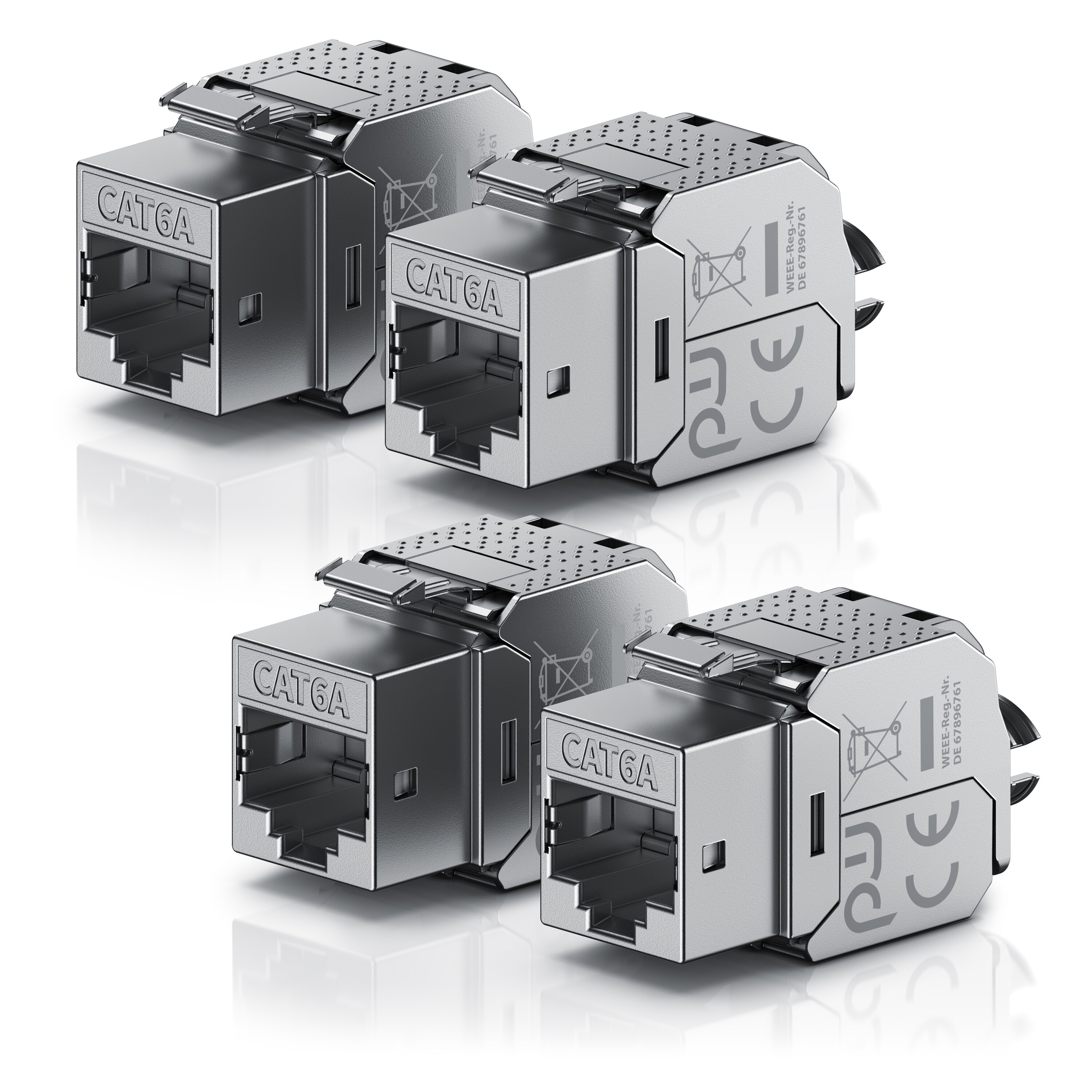 Primewire 4x Netzwerk-Adapter RJ-45 (Ethernet), Buchse zu Netzwerkkabel, CAT.6a Keystone Modul f&uuml;r LAN Kabel, RJ45 Buchse, feldkonfektionierbar - Bild 1