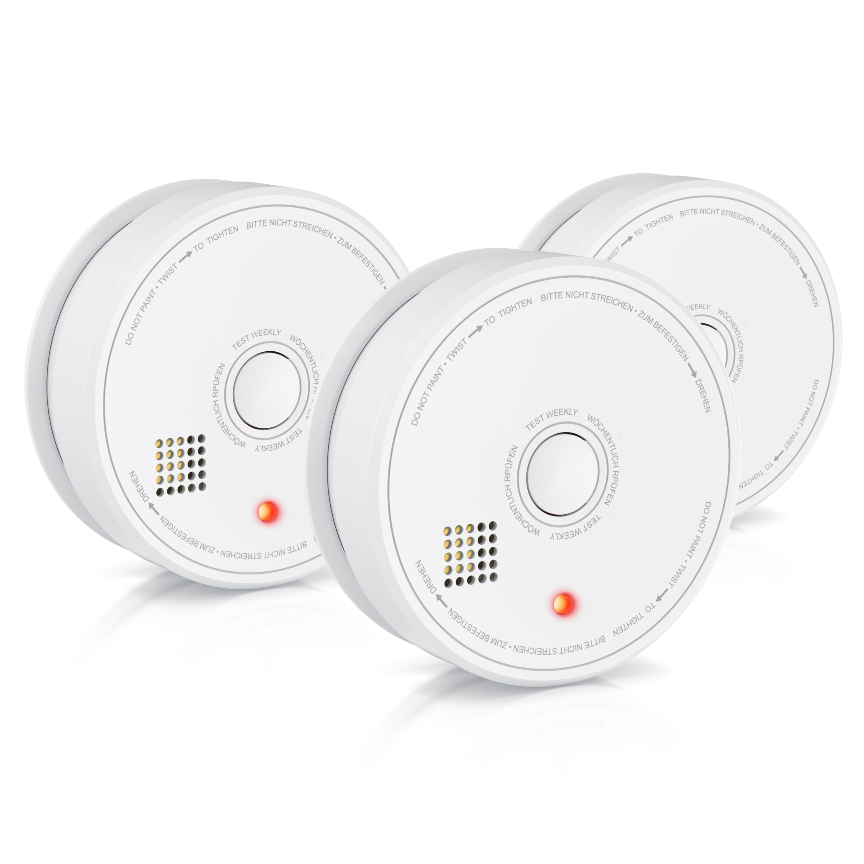 Brandson 3x Rauchmelder (Wechselbare Batterie, wiederverwendbar, Batteriewarnung, T&Uuml;V gepr&uuml;ft) - Bild 1