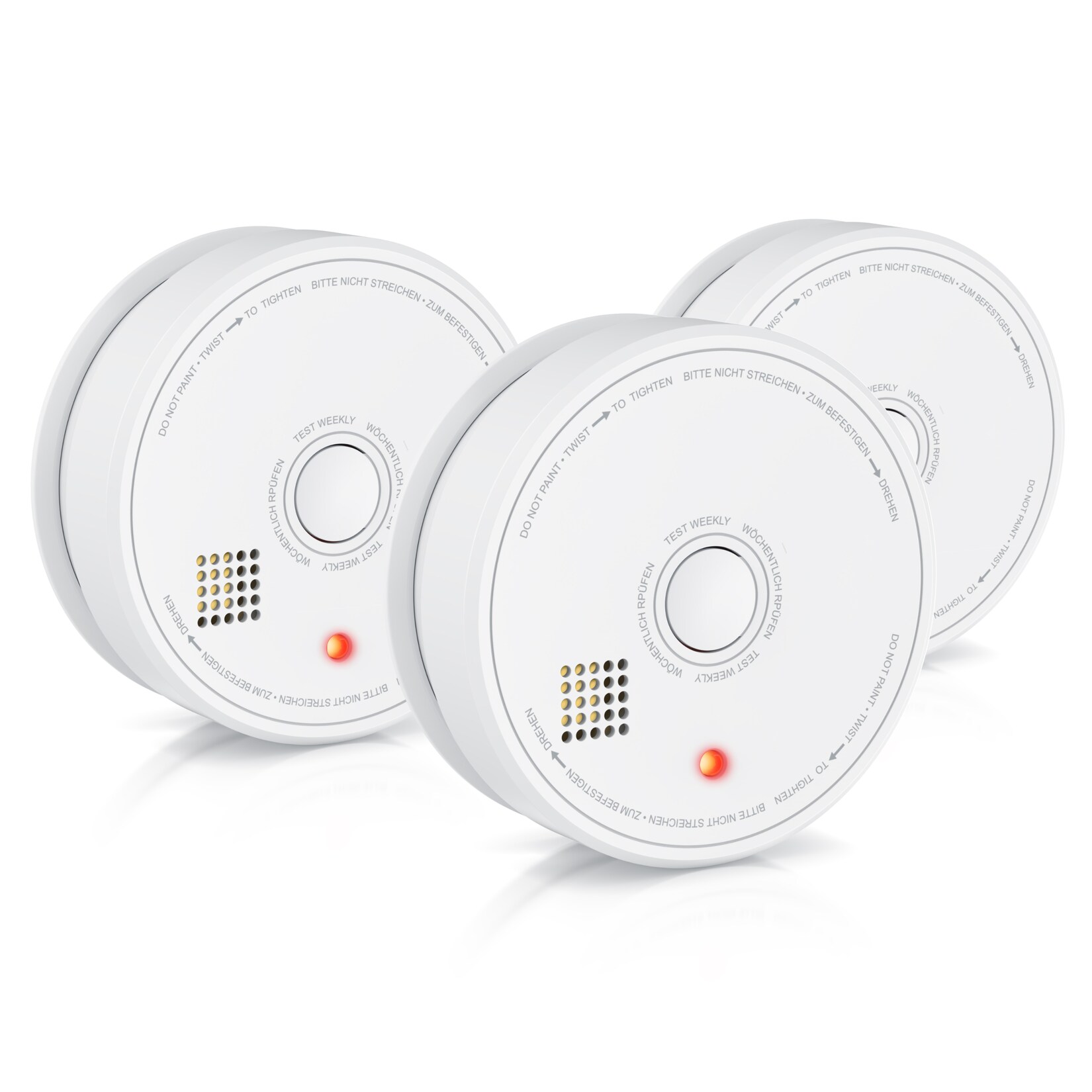 Brandson 3x Rauchmelder (Wechselbare Batterie, wiederverwendbar, Batteriewarnung, TÜV geprüft) | 04062861827079
