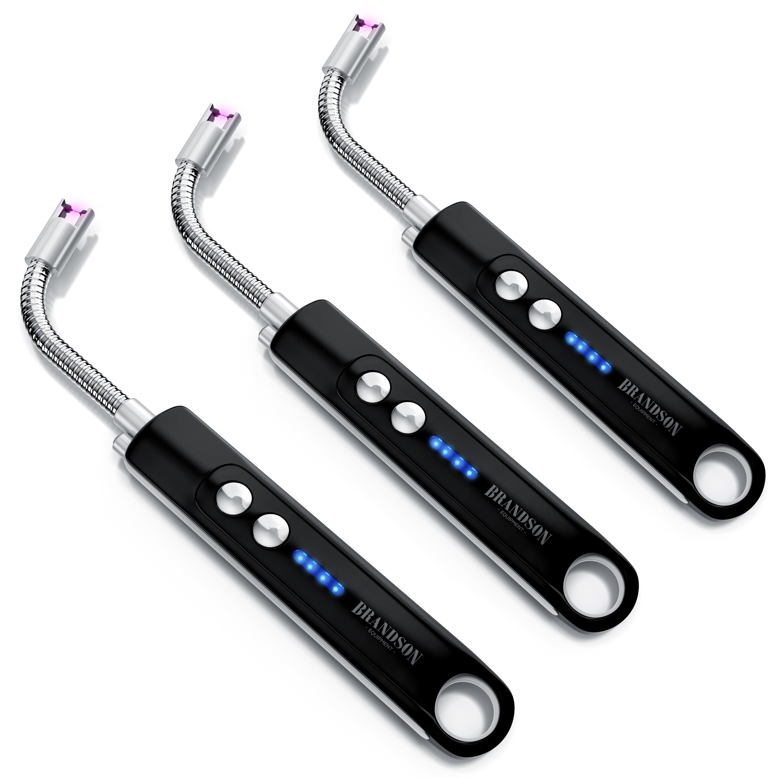 Brandson 3x Feuerzeug elektrisch, Lichtbogen Stabfeuerzeug USB aufladbar, Kerzenanz&uuml;nder f&uuml;r K&uuml;che, Kerzen, Gasherde, Grill, Kamin - Bild 1