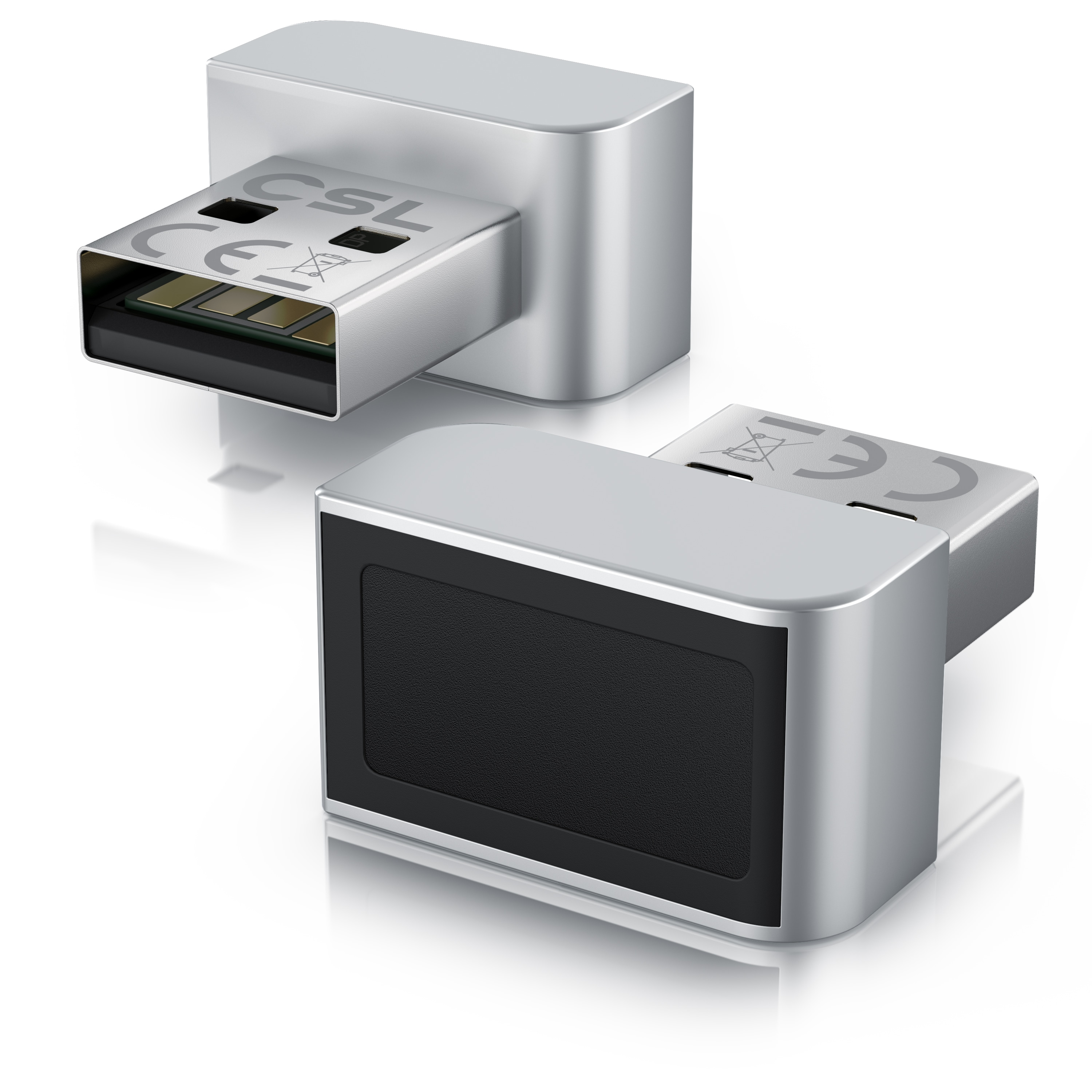 CSL Fingerabdrucksensor V2 mit USB-A, f&uuml;r Windows 11 Hello, bis 10 Fingerabdr&uuml;cke pro Profil, 360&deg;-Erkennung, Plug & Play, Aluminium - Bild 1