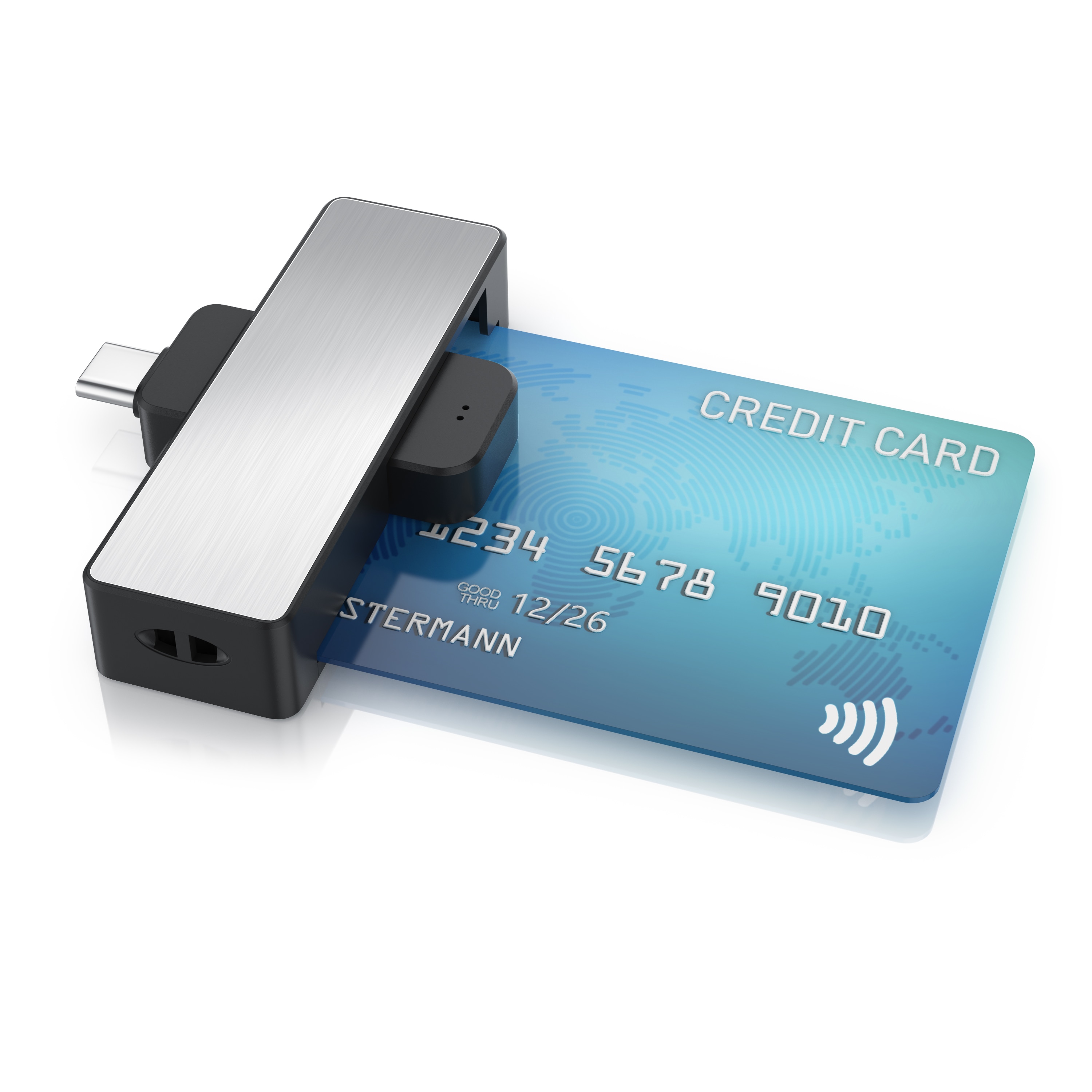 CSL USB-C-Chipkartenleser, kompakter Smart Card Reader f&uuml;r ISO-7816-Chipkarten, Plug & Play, Windows 10 und 11, faltbarer Anschluss - Bild 1