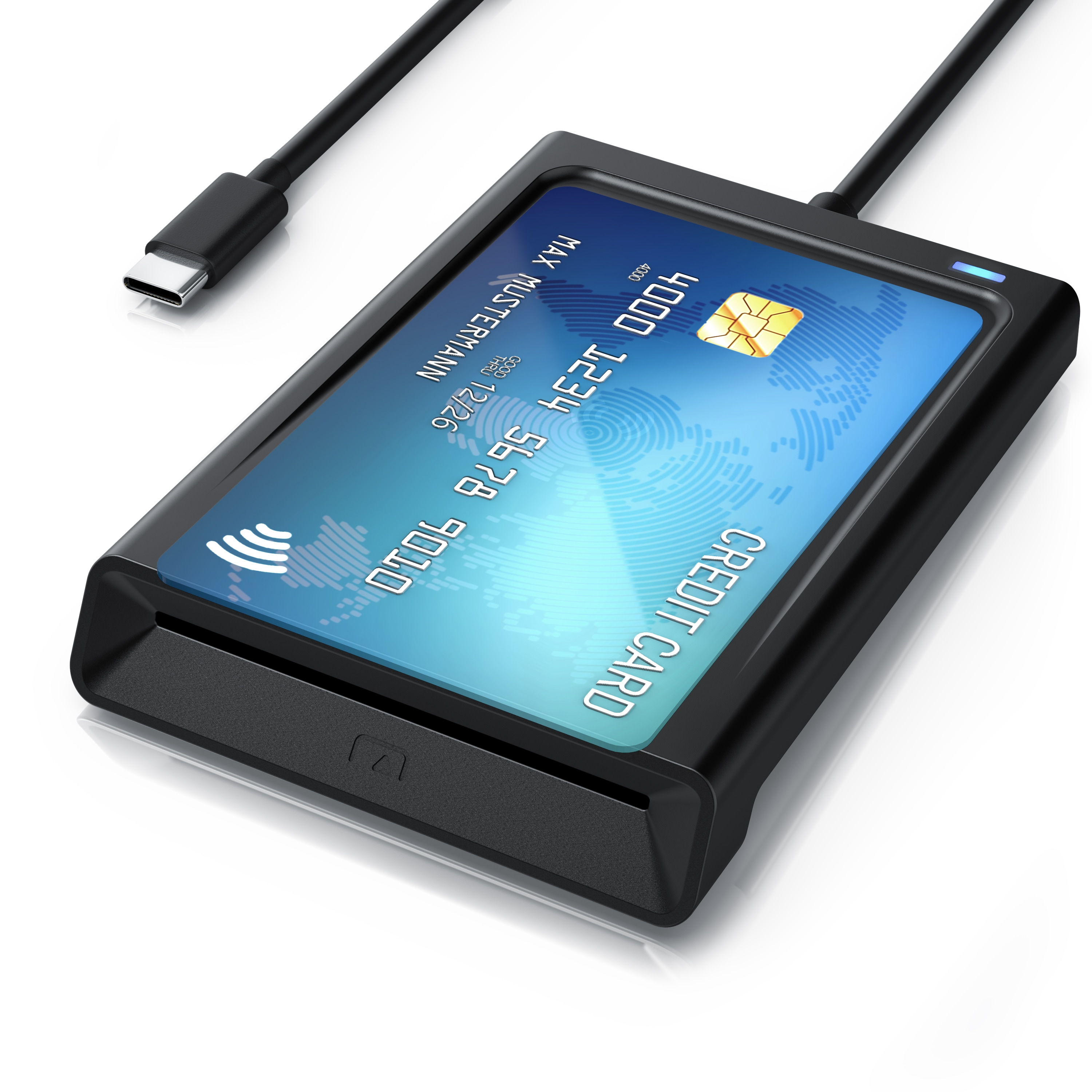 CSL USB-C-Chipkartenleser mit NFC, Smart Card Reader f&uuml;r Personalausweis, Windows 10 und 11, ISO 7816 und ISO 14443, Plug & Play - Bild 1