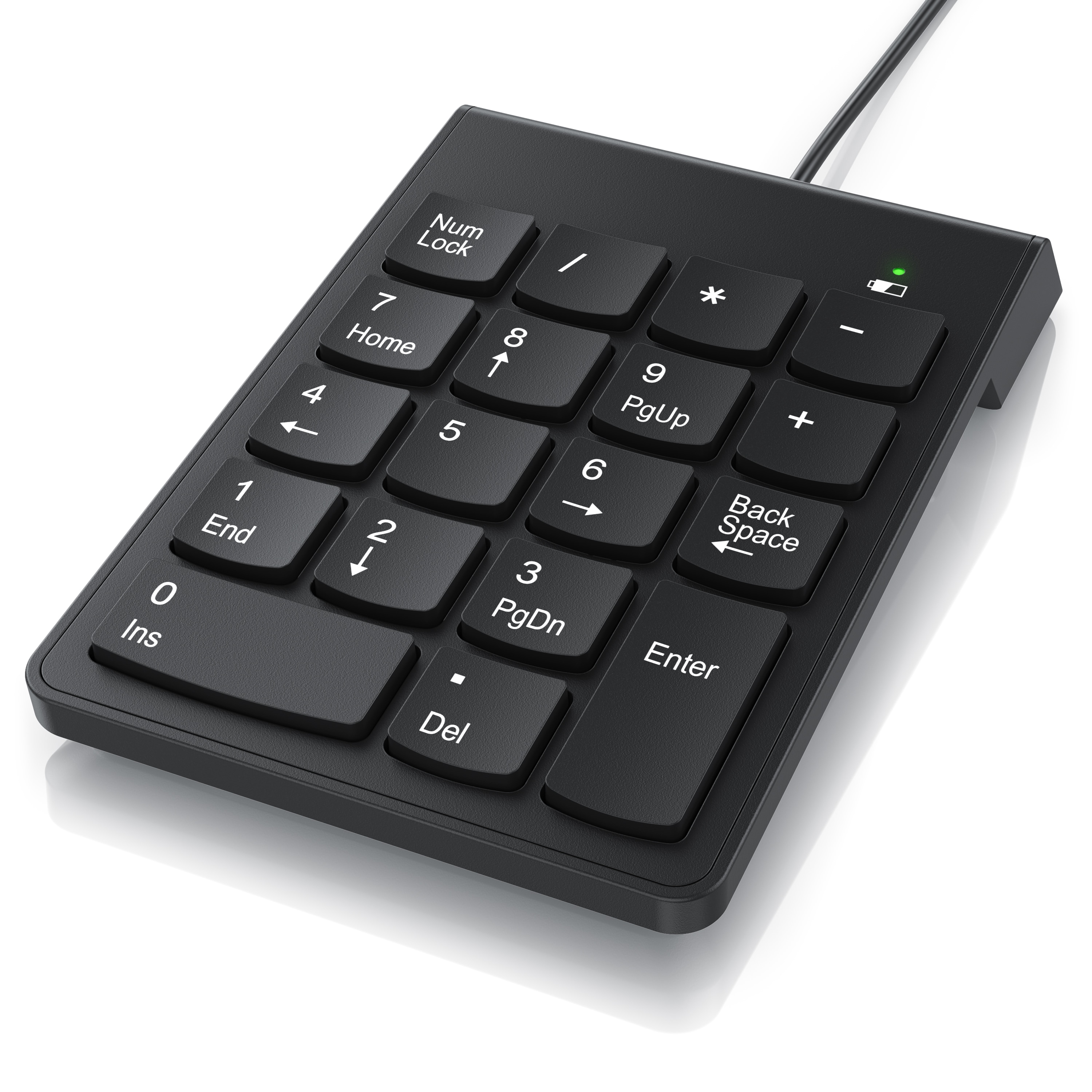 CSL USB-Nummernblock mit 18 Tasten und 10 Zusatzfunktionen, kabelgebundenes Numpad mit 1,5-m-Kabel, f&uuml;r Laptop und PC, schwarz - Bild 1