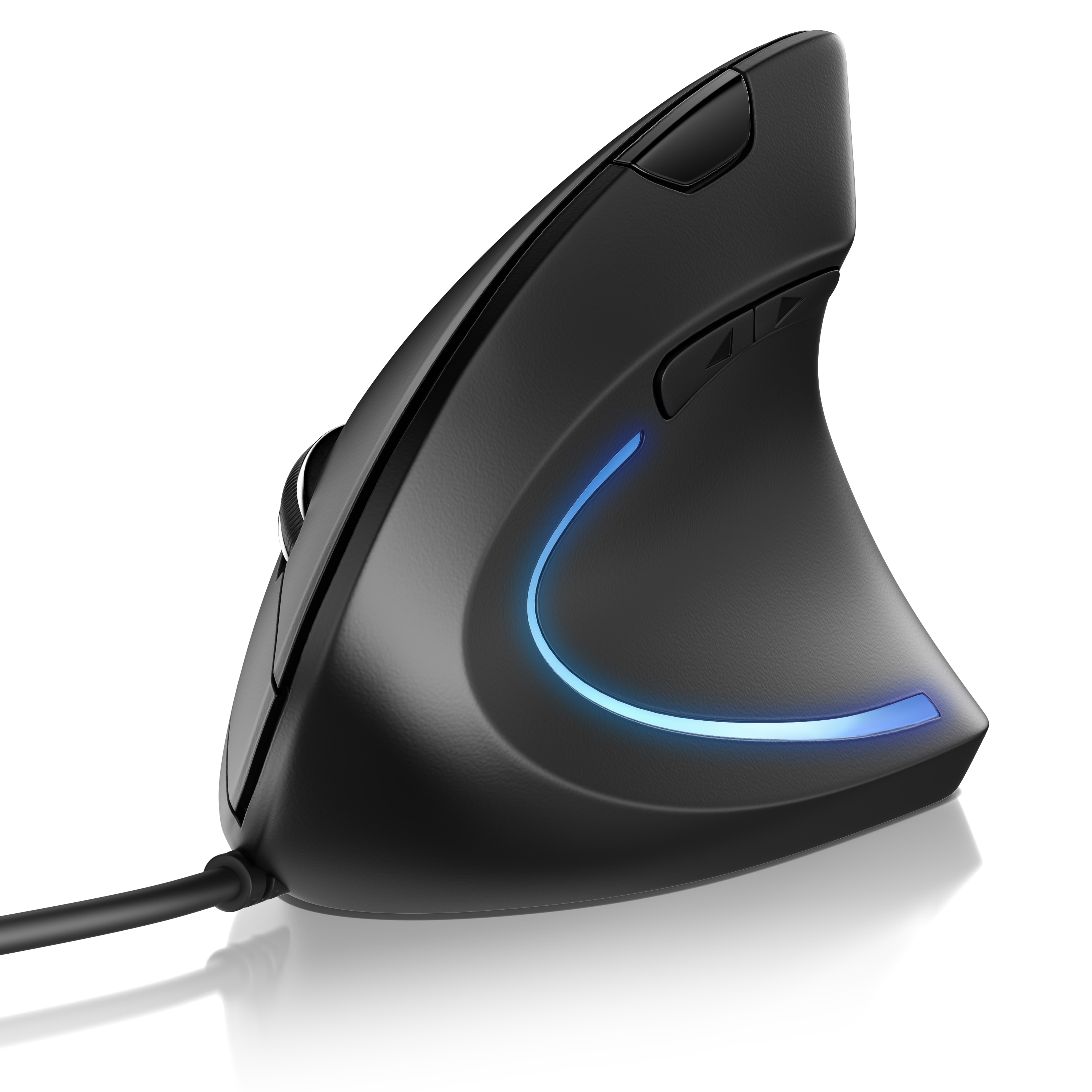 CSL ergonomische Vertikalmaus f&uuml;r Rechtsh&auml;nder, USB-Kabel 1,78 m, optisch, 6 Tasten, 800&ndash;6400 dpi, gummierte Oberfl&auml;che, schwarz - Bild 1