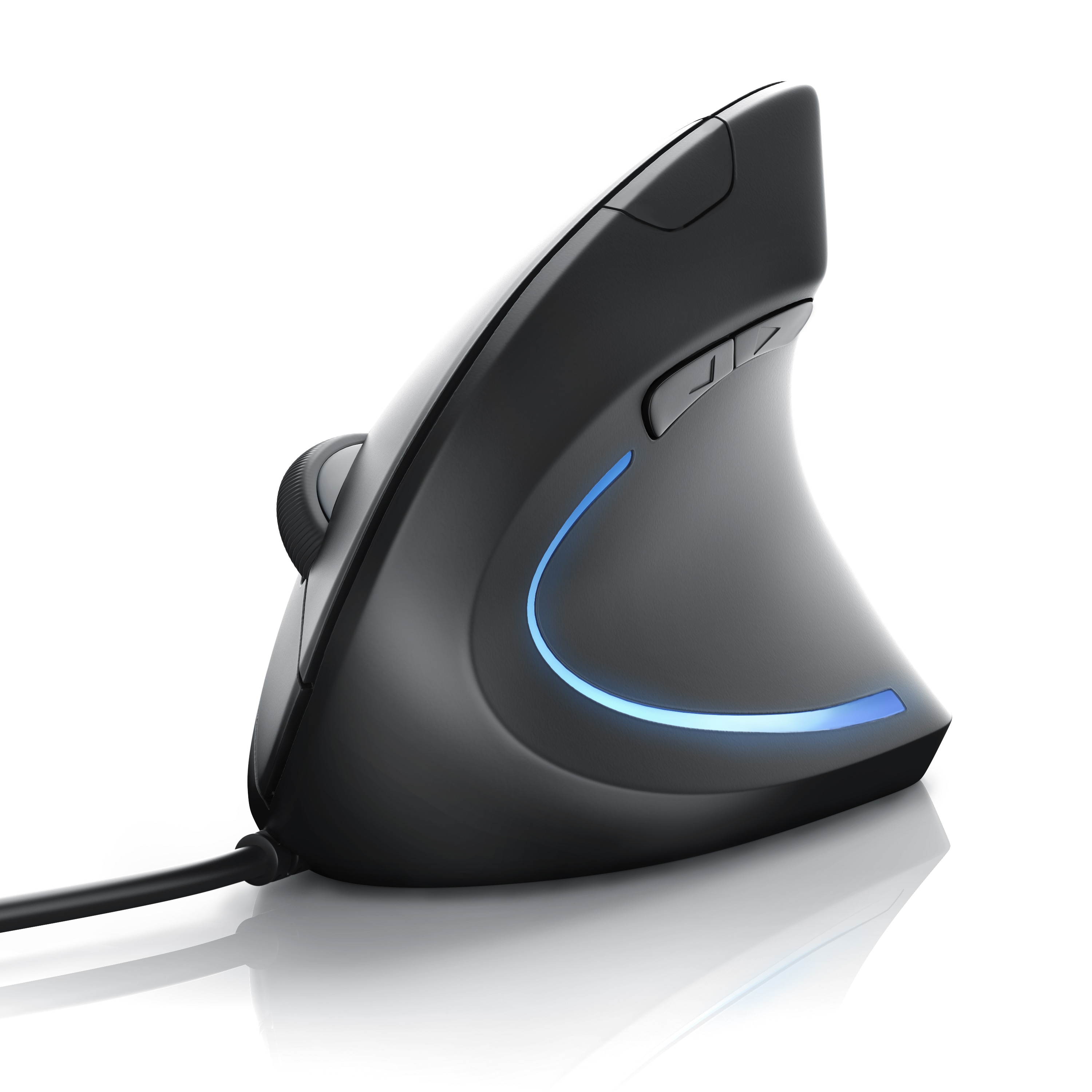 CSL ergonomische Vertikalmaus f&uuml;r Rechtsh&auml;nder, kabelgebunden per USB, optischer Sensor, bis 6400 dpi, Soft-Touch-Oberfl&auml;che, schwarz - Bild 1