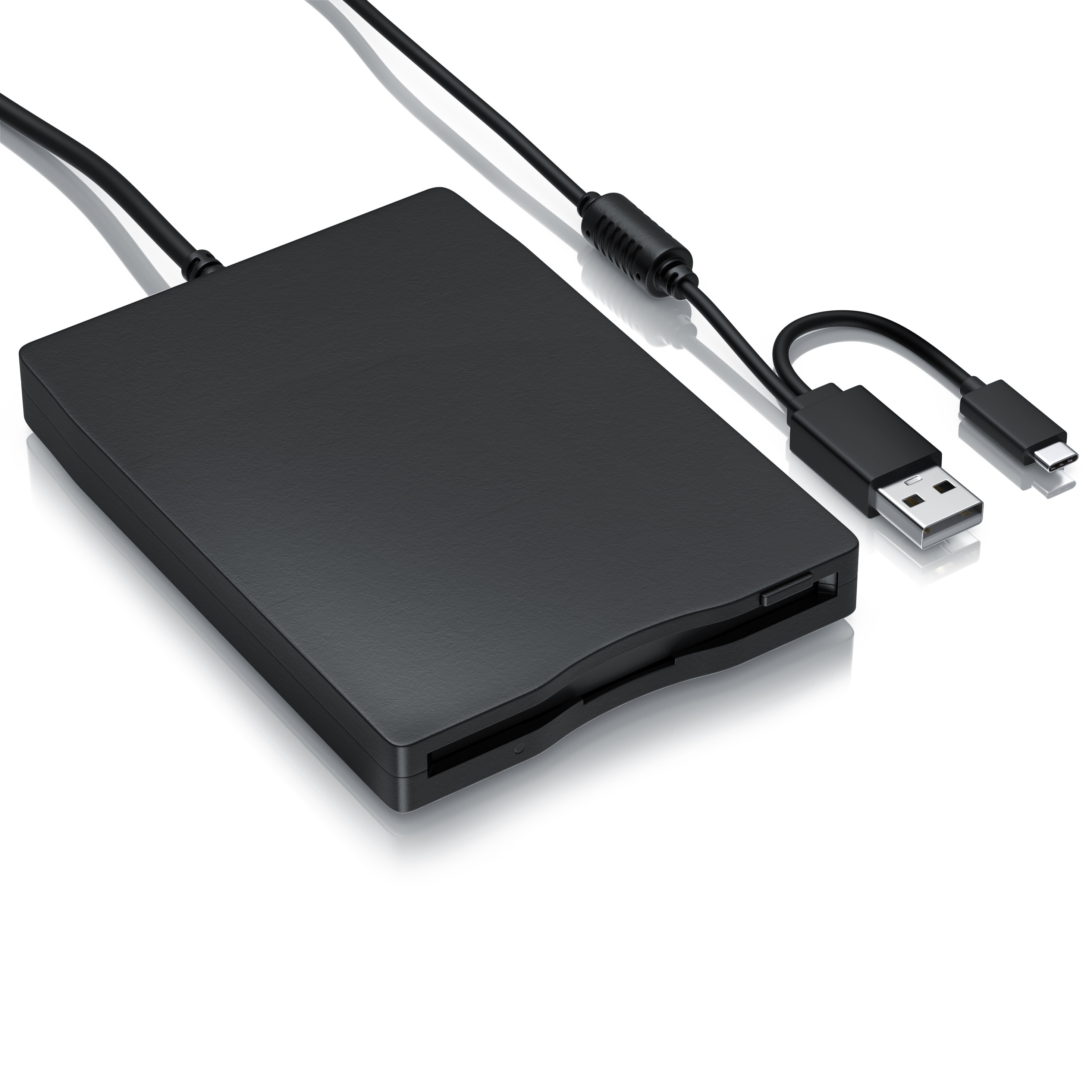CSL externes USB-Diskettenlaufwerk, 3,5 Zoll und 1,44 MB, USB-A und USB-C, USB 2.0, Plug & Play, Slimline-Design, Windows 10/11 - Bild 1