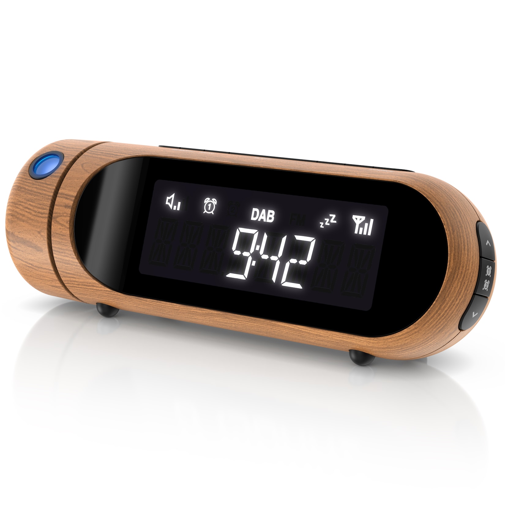 Bearware Radiowecker DAB Plus Radio, Projektionswecker, FM & DAB+ mit je 20 Speicherplätzen Küchenradio digital, Wecker, 4 Helligkeitsstufen