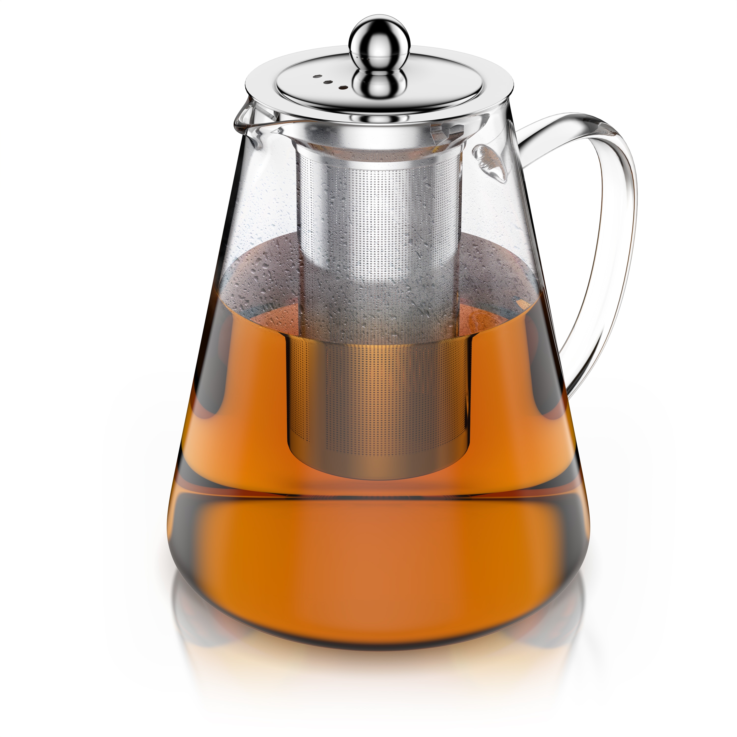 Arendo Teekanne aus Borosilikatglas, 1,2 l, herausnehmbares Edelstahlsieb, ergonomischer Henkel, f&uuml;r losen Tee und Kaltaufg&uuml;sse - Bild 1