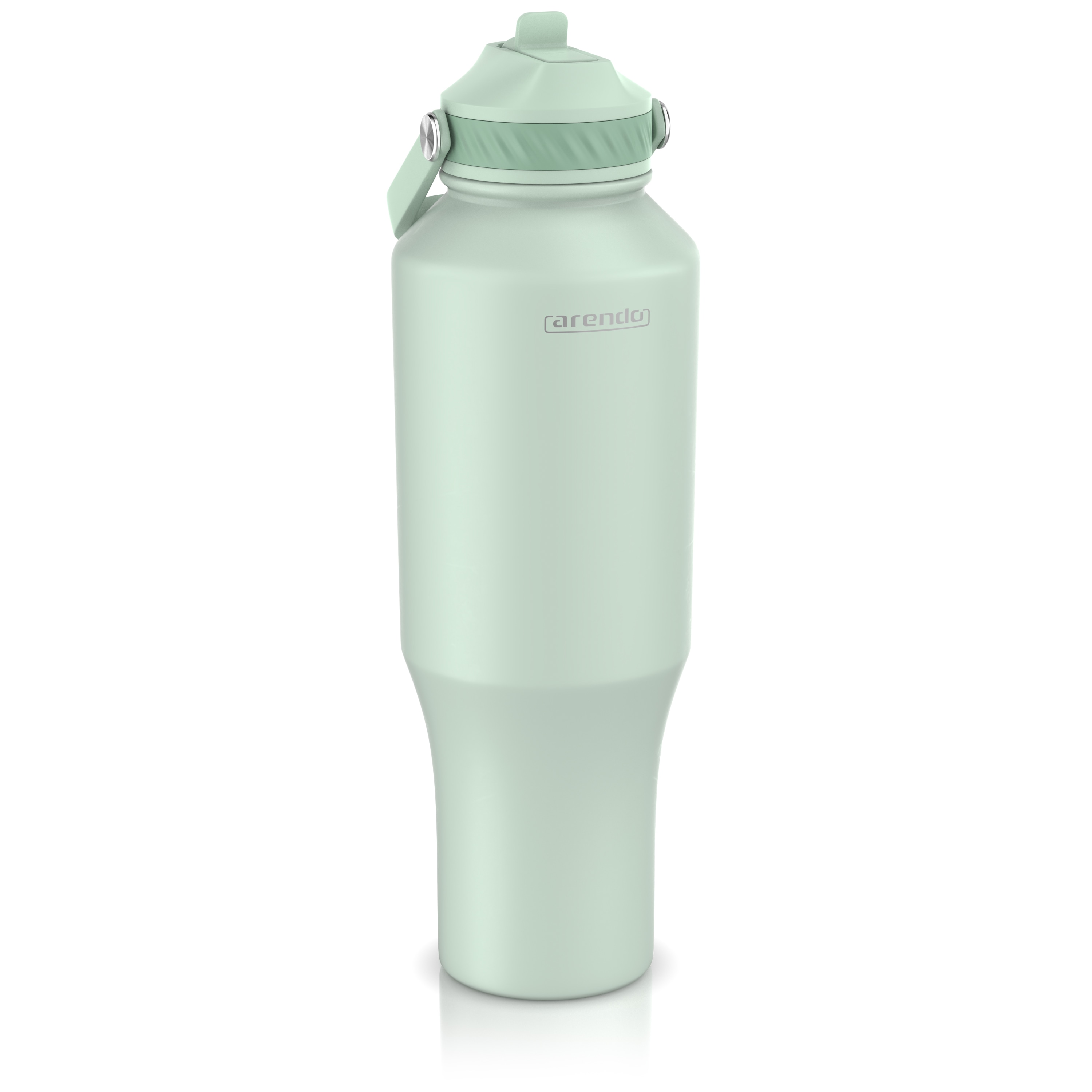 Arendo Thermobecher 1000 ml aus Edelstahl, doppelwandig vakuumisoliert, mit Strohhalm, Klappverschluss und Tragegriff, auslaufsicher - Bild 1
