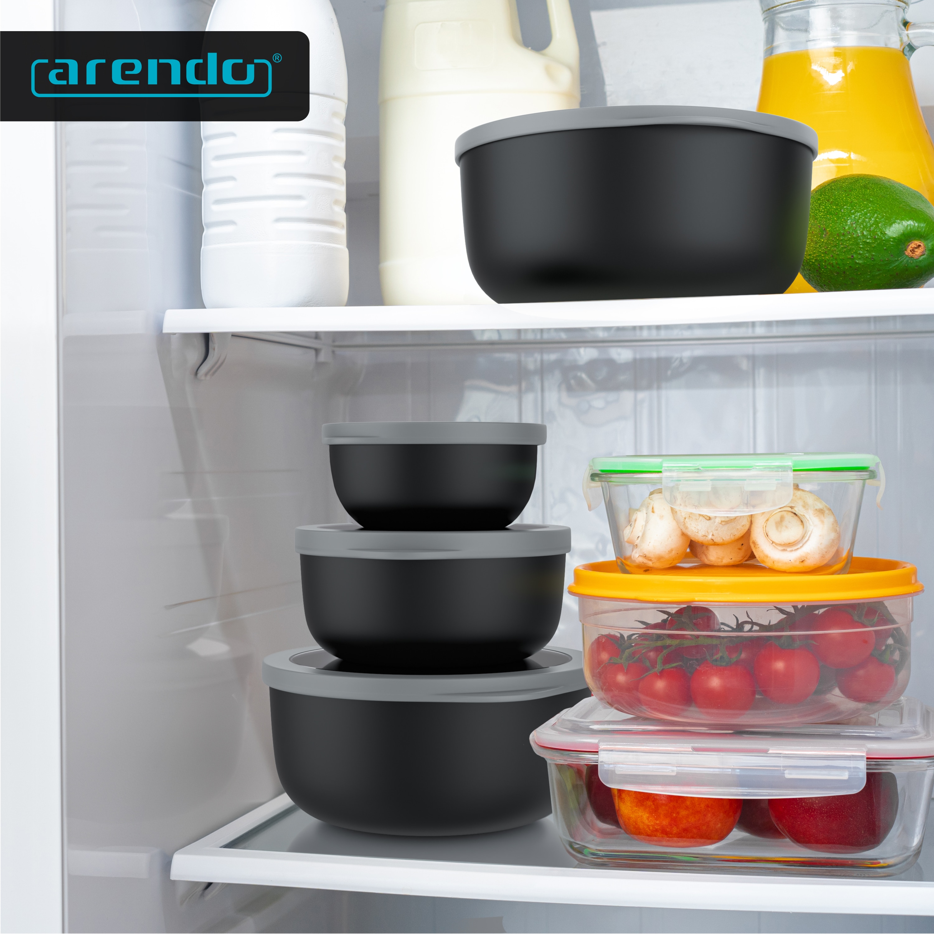 Arendo Rührschüssel 4er Plastikschüssel-Set mit Deckel 0,35 L / 0,65 L / 1,2 L / 2,0 L, Kunststoff, (Set, 4-tlg), rund, BPA-frei online kaufen bei Netto