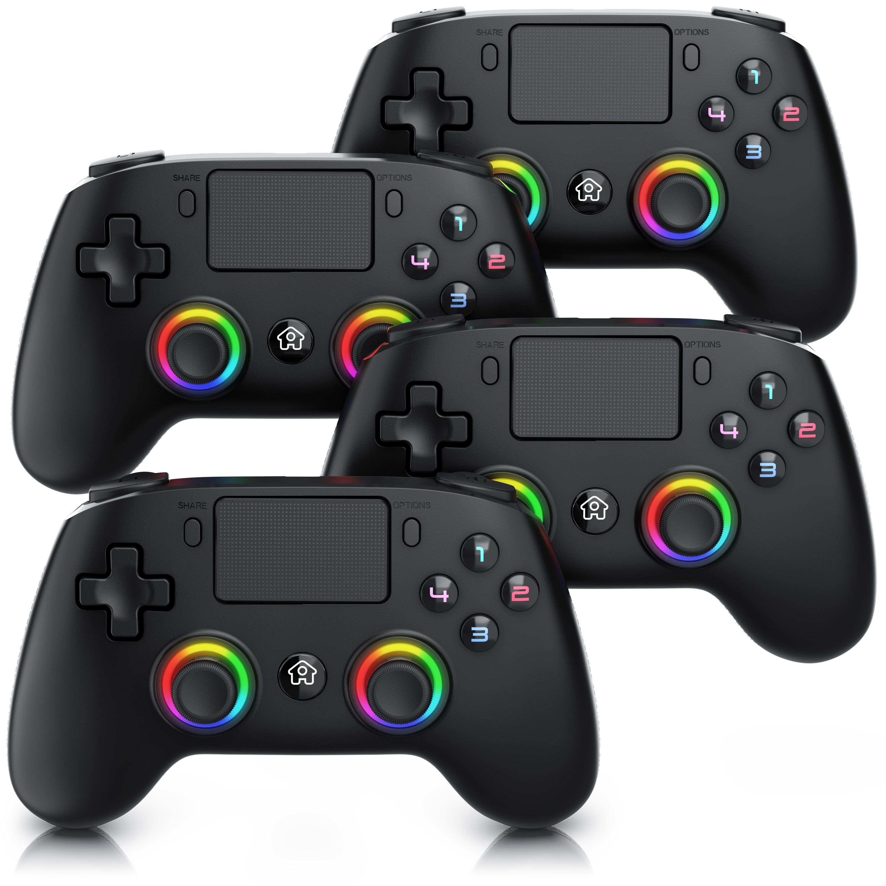 CSL Wireless Gamepad f&uuml;r PS4 & PC, Dual Vibration, Touchpad, 3,5 mm Klinke PlayStation 4-Controller (Spar-Set, 4 St., f&uuml;r Playstation 4 Pro / Slim - Bild 1