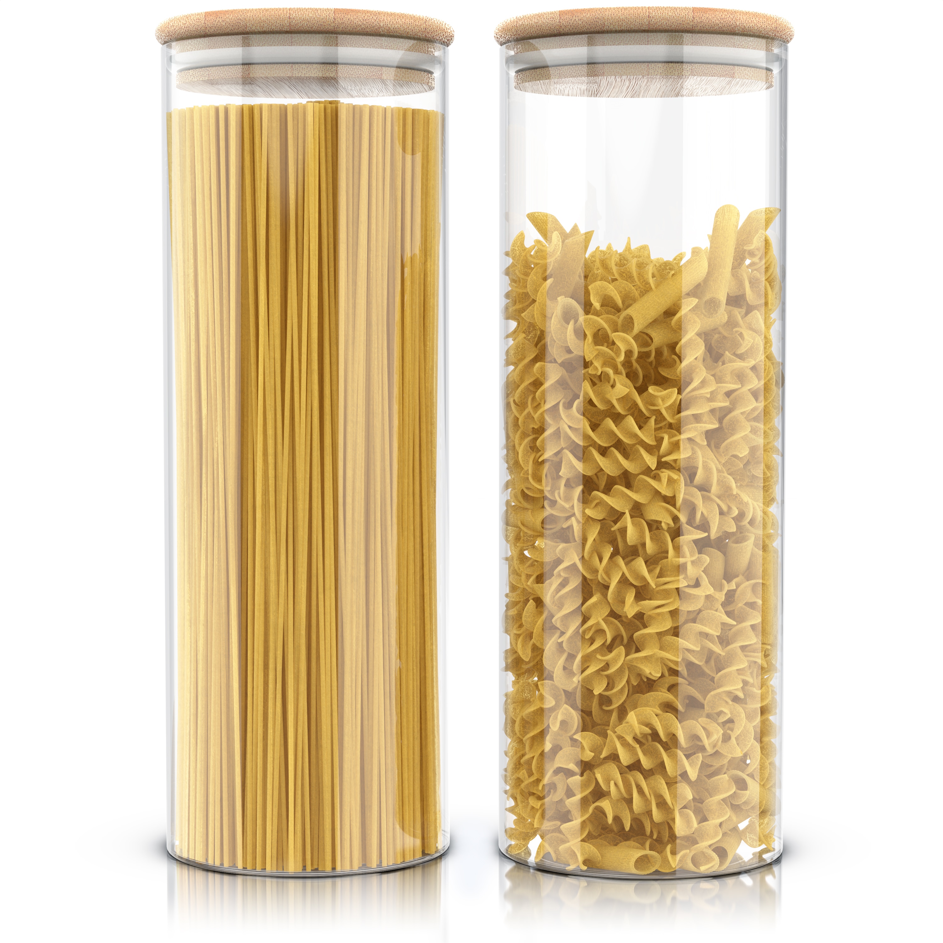Arendo Aufbewahrungsbecher Glasbeh&auml;lter-Set 10x 2,2 L Borosilikatglas mit Bambusdeckel, luftdicht, Borosilikatglas; Bambus; Silikon - Bild 1