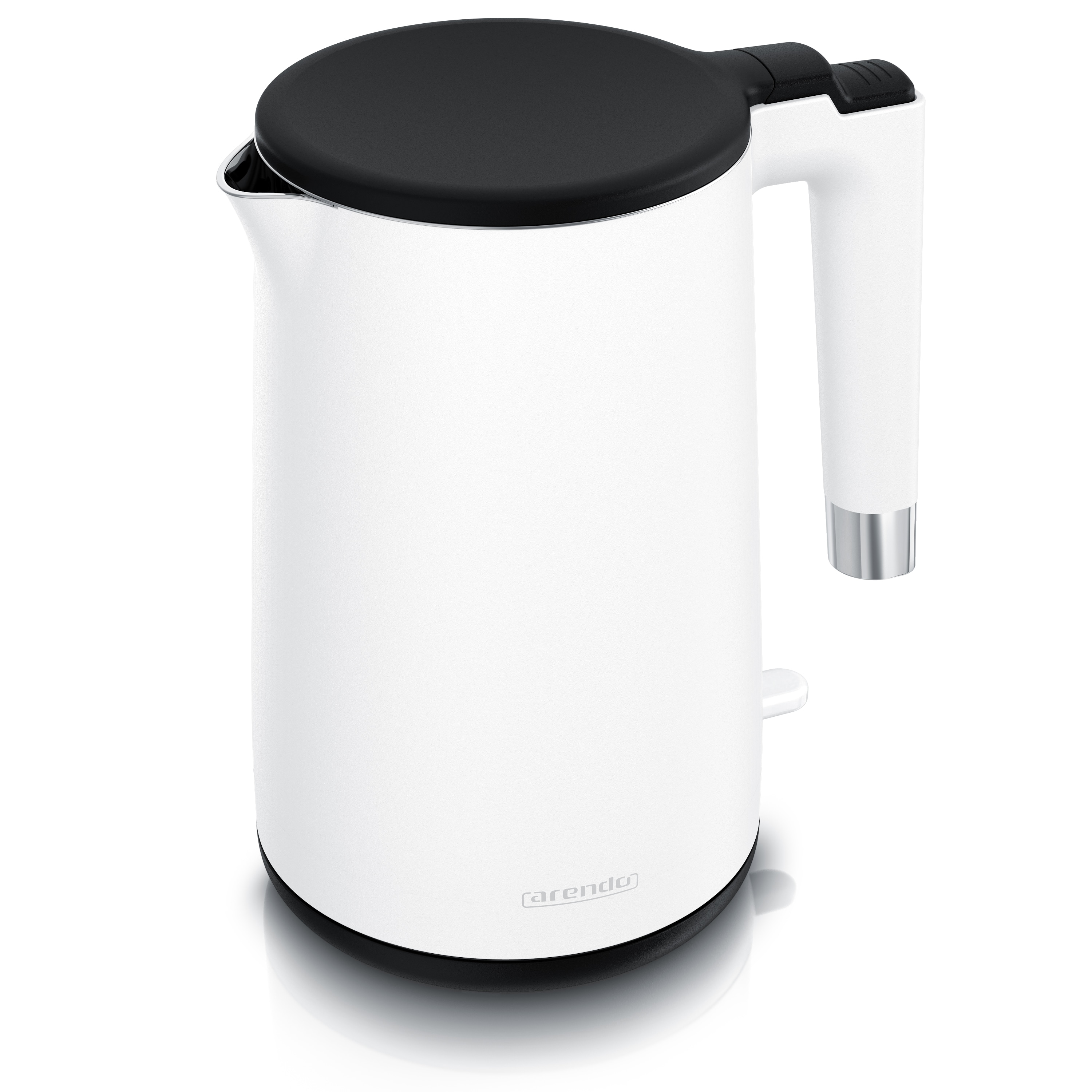 Arendo Wasserkocher aus Edelstahl, Doppelwand-Design, 360&deg; Controller, wei&szlig; matt, 1,5 l, 2000 W, Teekocher, &Uuml;berhitzungs- und Trockengehschutz - Bild 1