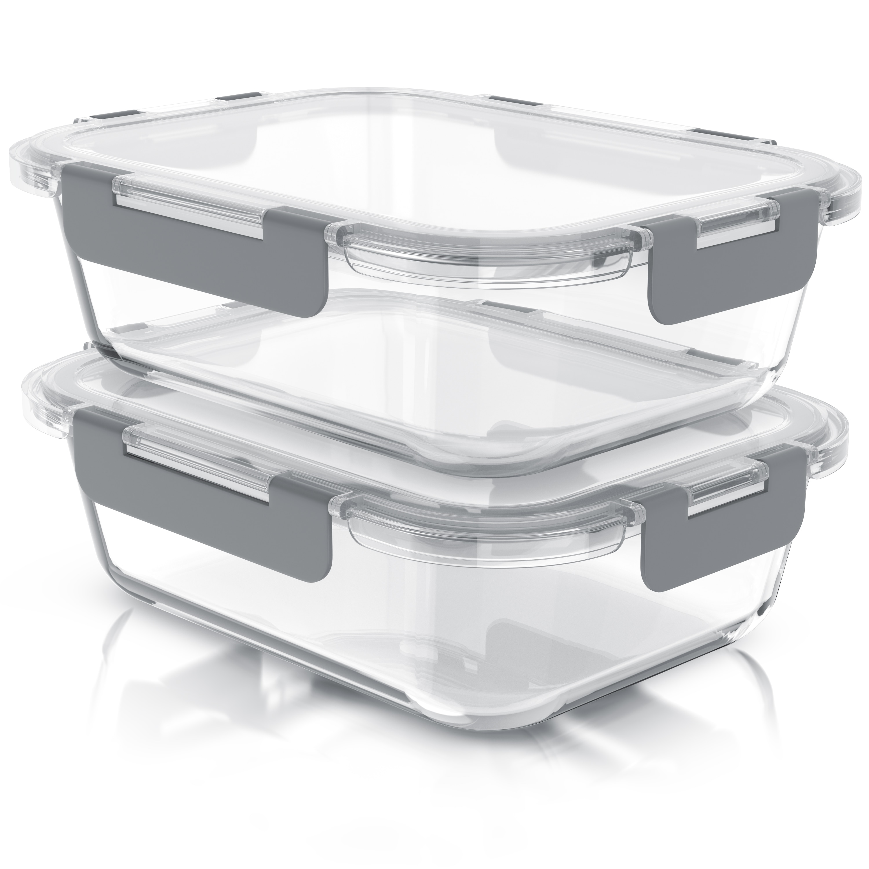 Arendo Frischhaltedosen aus Borosilikatglas, 2er-Set mit je 1520 ml, luftdichte Deckel mit Silikondichtung, stapelbar f&uuml;r Meal Prep - Bild 1