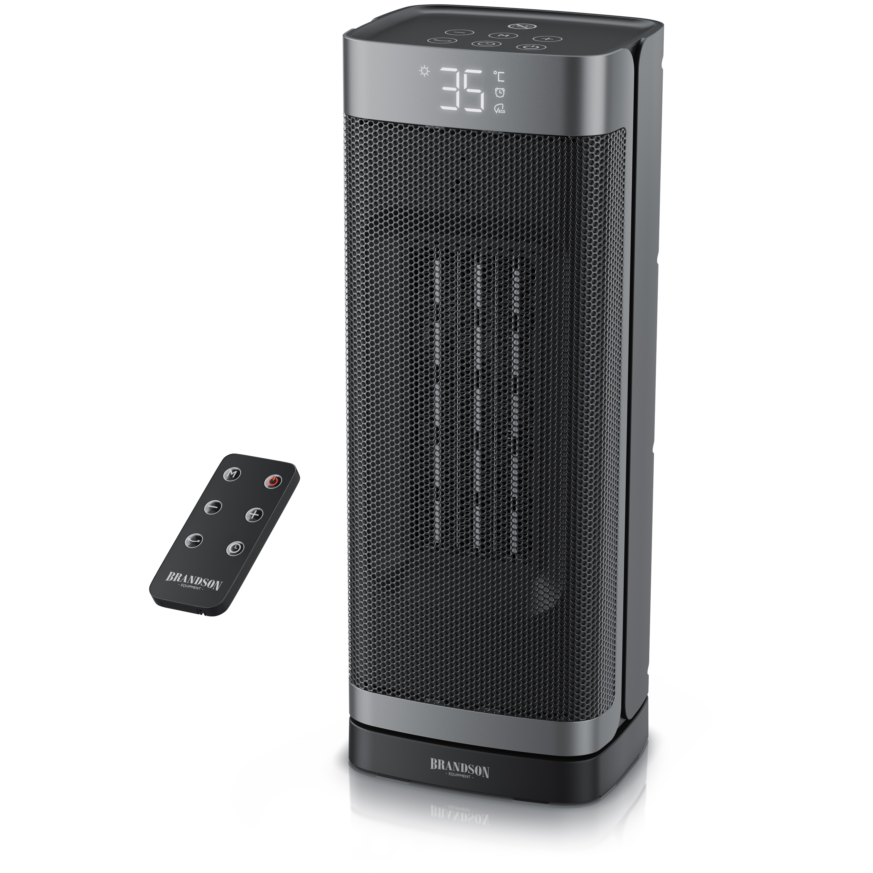 Brandson Keramikheizl&uuml;fter 2000 W, Fernbedienung, ECO-Modus, Thermostat, Timer und 70&deg;-Oszillation, schwarz matt - Bild 1