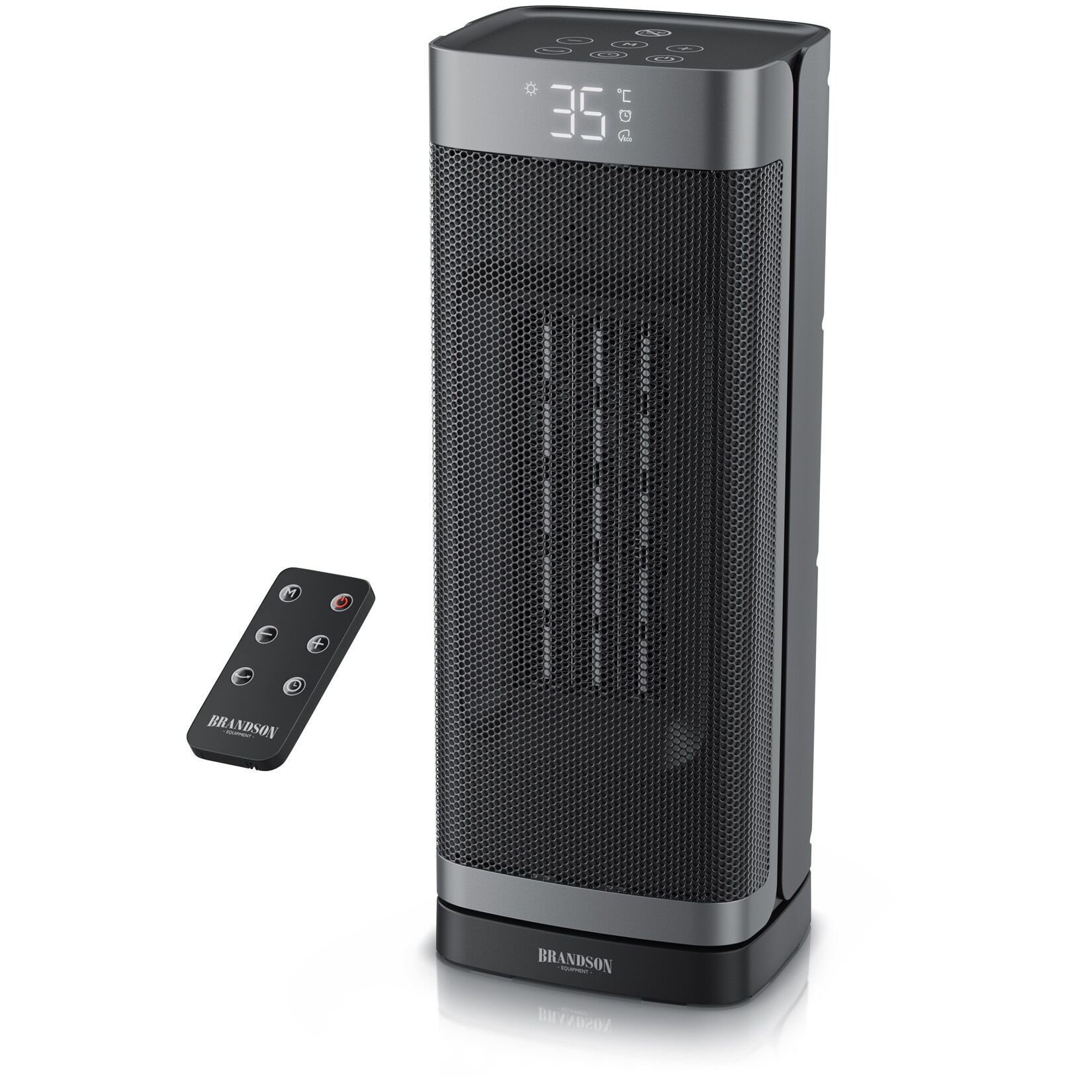 Brandson Keramikheizlüfter 2000 W, Fernbedienung, ECO-Modus, Thermostat, Timer und 70°-Oszillation, schwarz matt