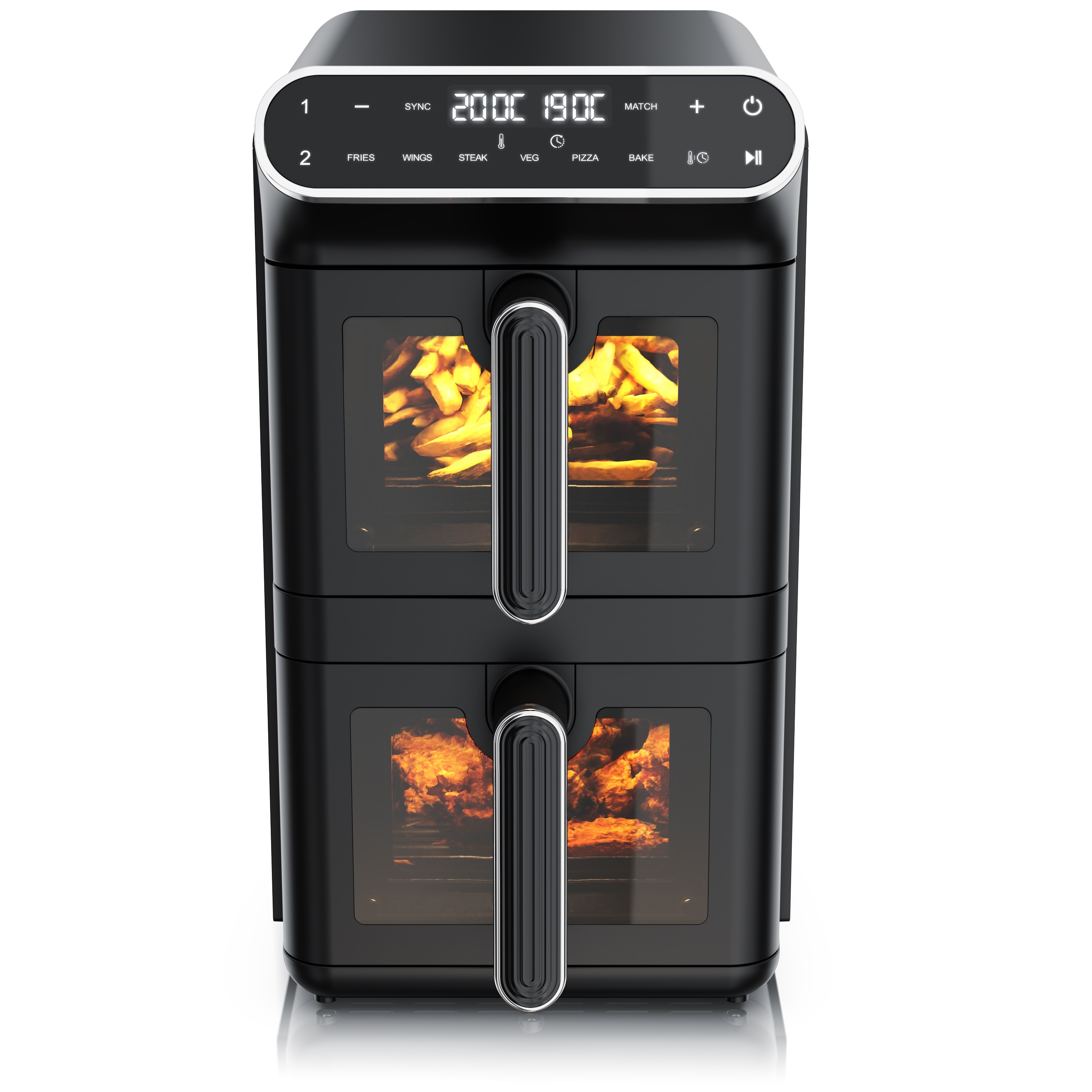 Arendo Doppelkammer-Hei&szlig;luftfritteuse 11 l, 2 K&ouml;rbe &uuml;bereinander, Dual Zone, SYNC und MATCH, Sichtfenster und 6 Programme - Bild 1