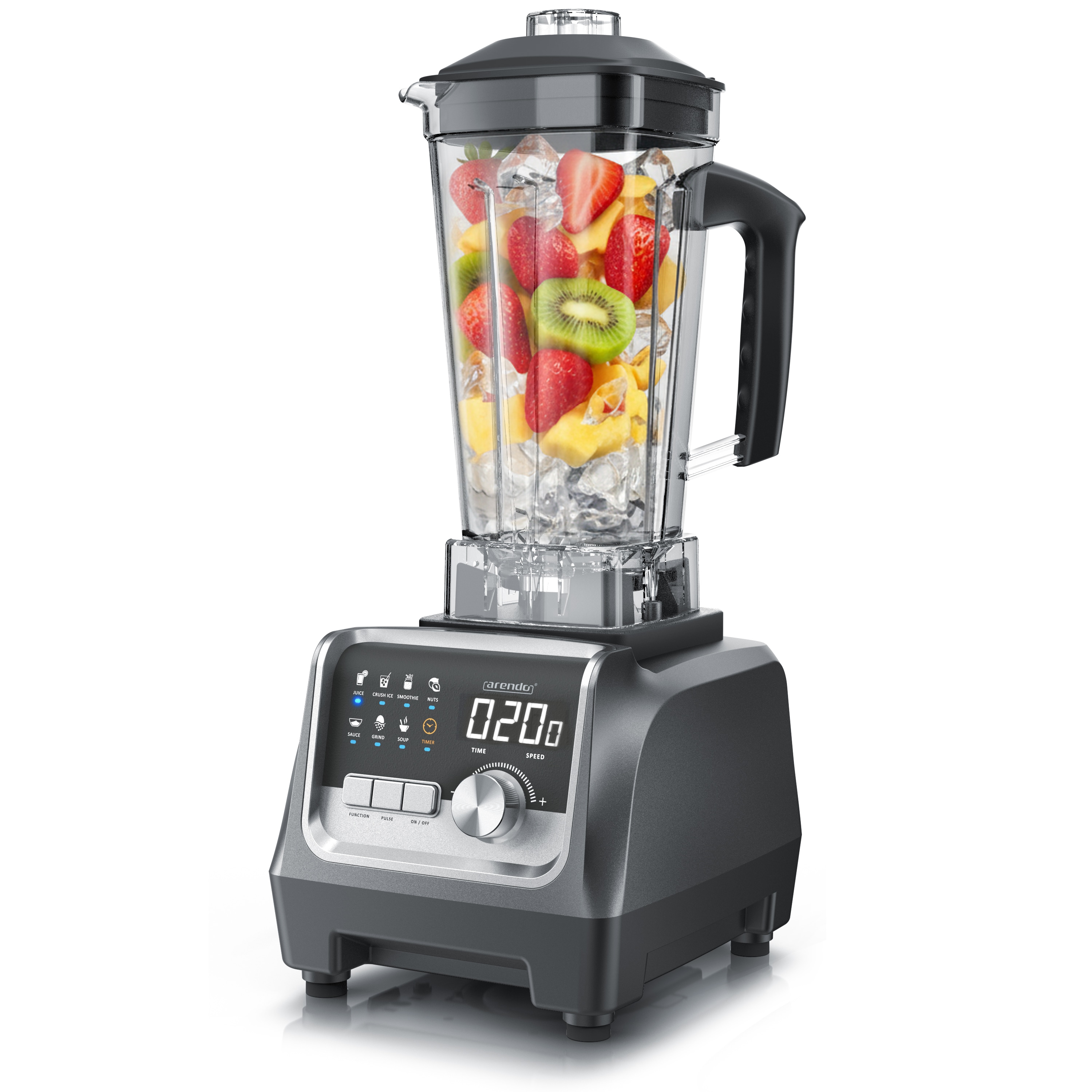 Arendo Standmixer mit Drehregler, 2000 W, 2-l-Beh&auml;lter, 7 Programme, 9 Geschwindigkeiten, Timer und LED-Display - Bild 1