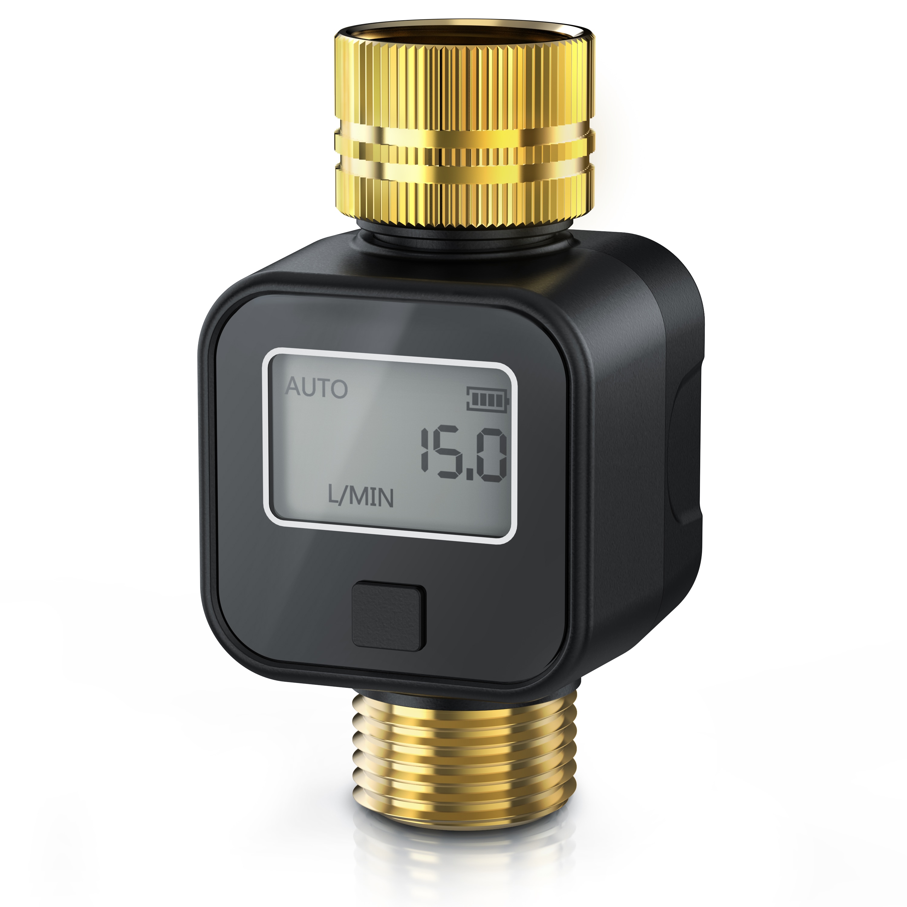 Brandson Wasserz&auml;hler Wassermengenz&auml;hler digital 3/4 Zoll, Wasseruhr Garten Durchflussmesser, Display, 4 Modi, Liter/Gallone, Sleepmodus, IPX5 - Bild 1