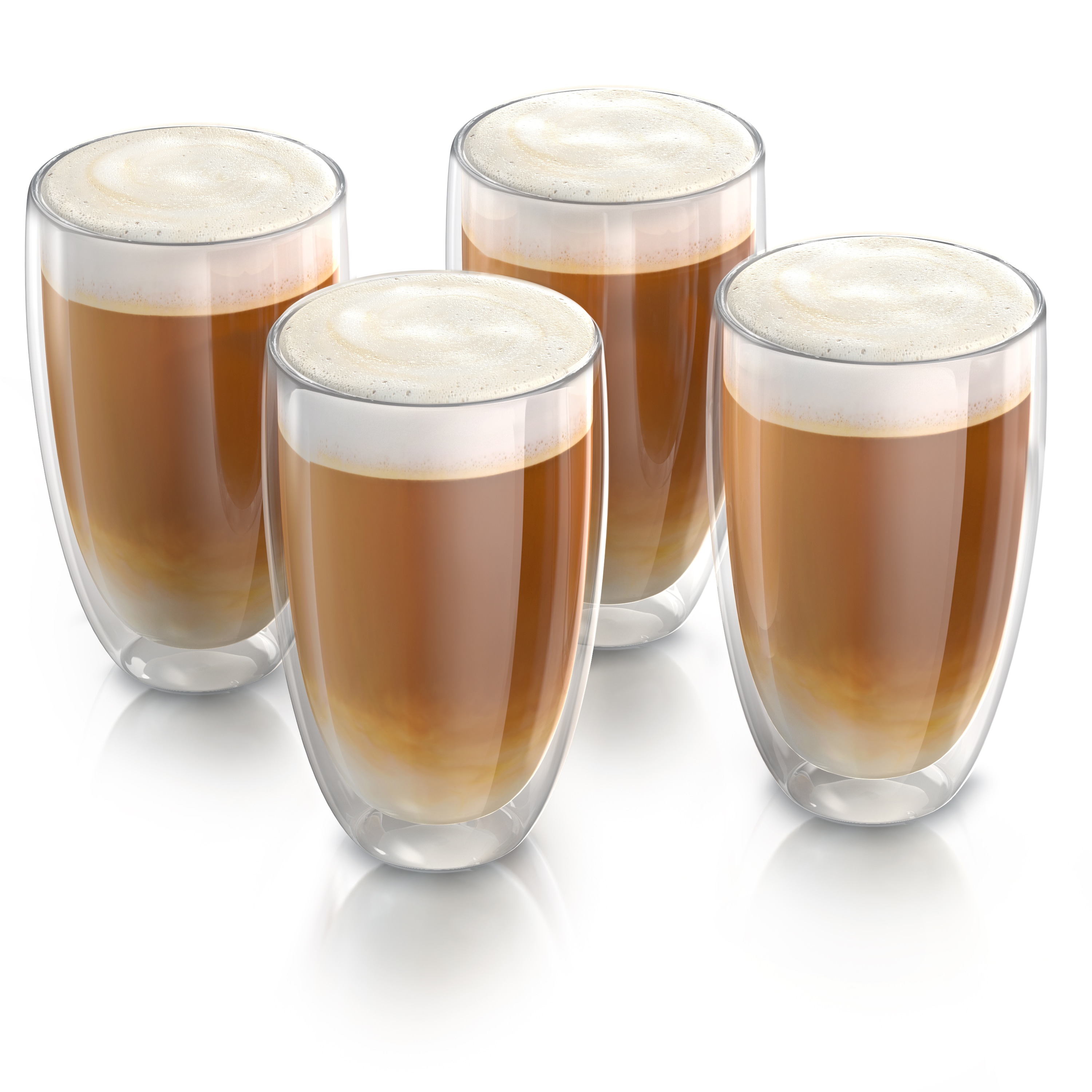 Arendo Thermogl&auml;ser 4er-Set, je 450 ml, doppelwandiges Borosilikatglas, ohne Henkel, f&uuml;r Kaffee und Tee, sp&uuml;lmaschinen- und mikrowellengeeignet - Bild 1