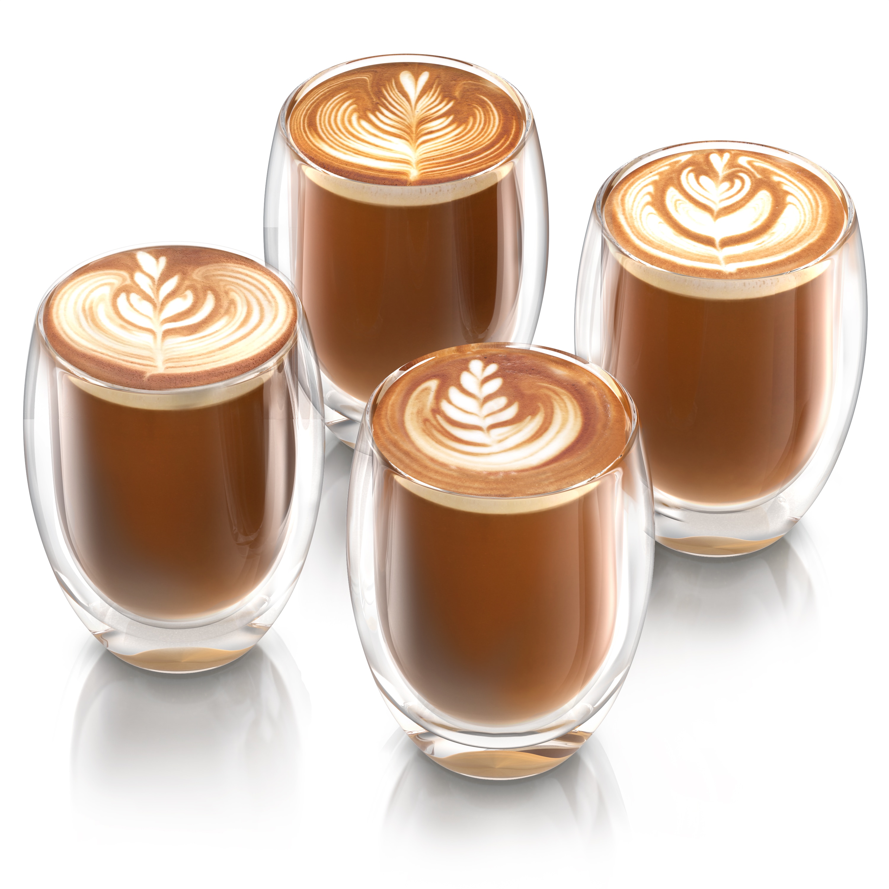 Arendo Thermogl&auml;ser 4er-Set, je 350 ml, doppelwandiges Borosilikatglas, ohne Henkel, f&uuml;r Kaffee und Tee, sp&uuml;lmaschinen- und mikrowellengeeignet - Bild 1