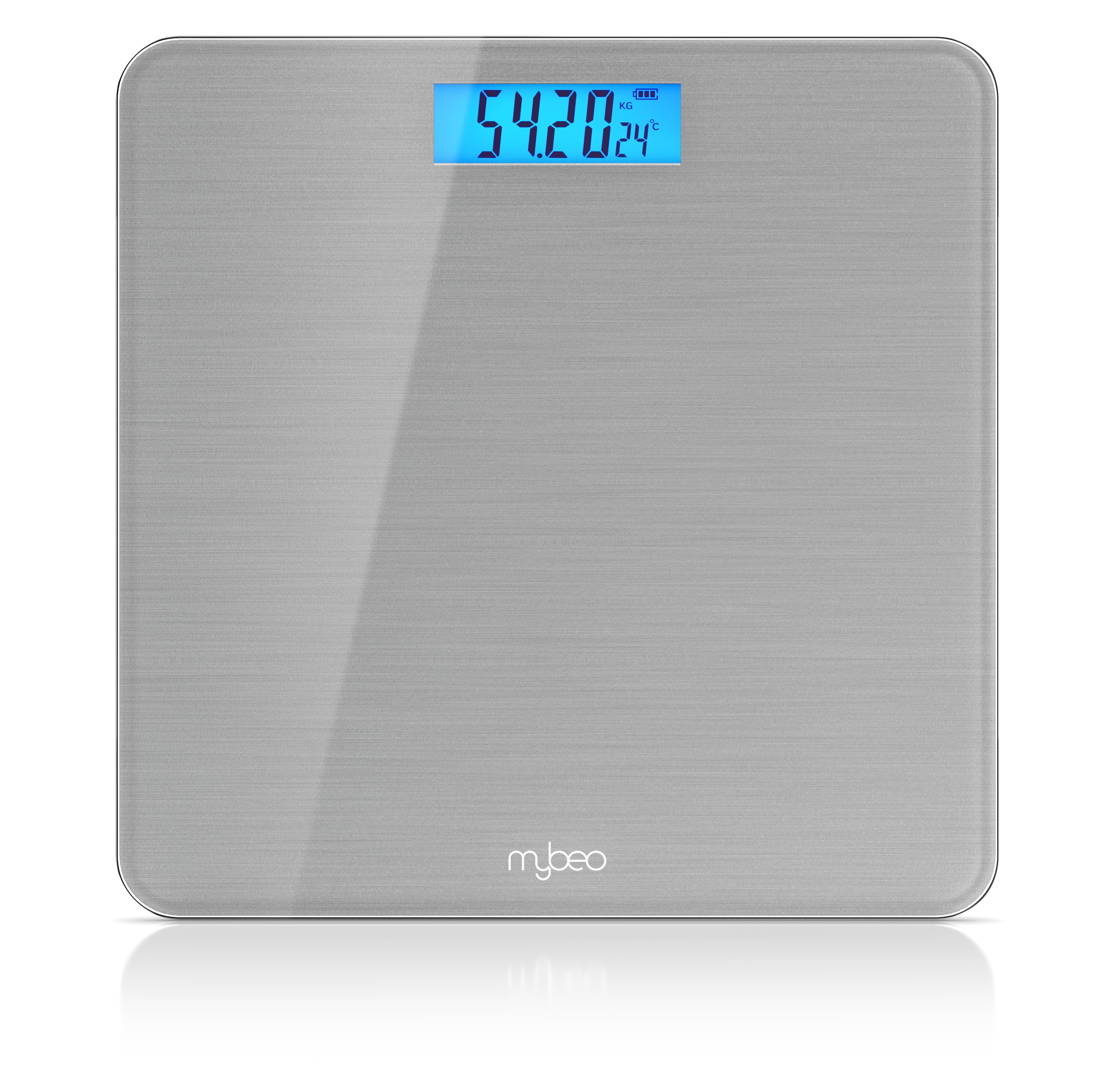 MyBeo Personenwaage, digitale Waage f&uuml;r Personen, gro&szlig;e Trittfl&auml;che aus 6mm Sicherheitsglas, silber - Bild 1