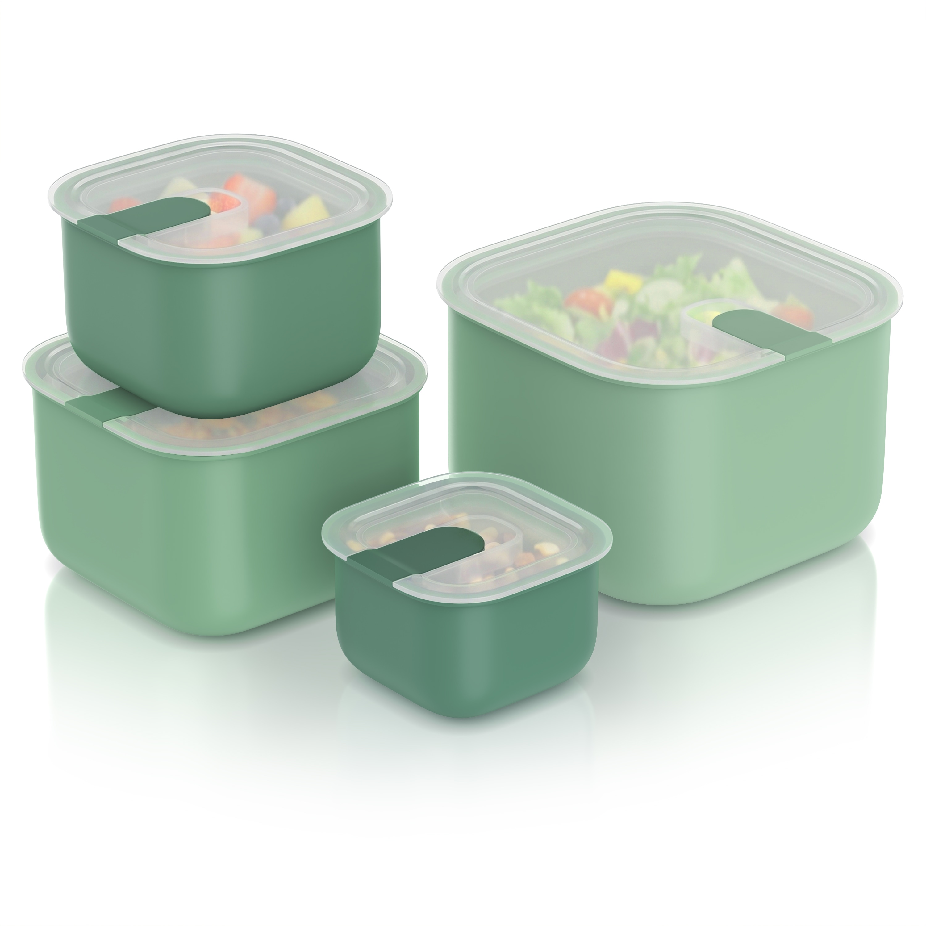 Arendo Frischhaltedose, mit Deckel, 4er Set, Vorratsdosen, Lunchboxen, auslaufsicher, mintgr&uuml;n - Bild 1