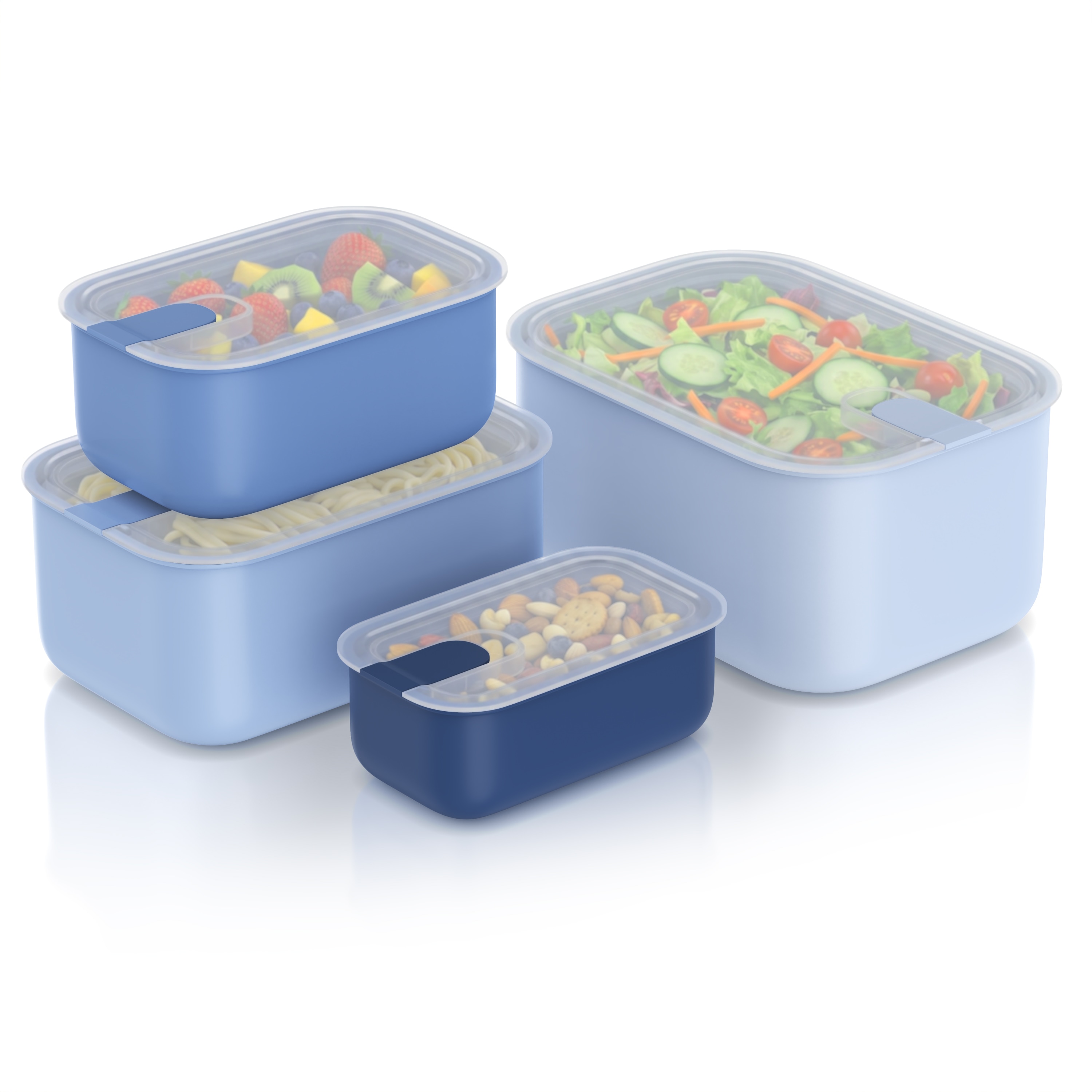 Arendo Frischhaltedose, mit Deckel 4er Set, Vorratsdosen, Lunchboxen, auslaufsicher, stapelbar, blau - Bild 1