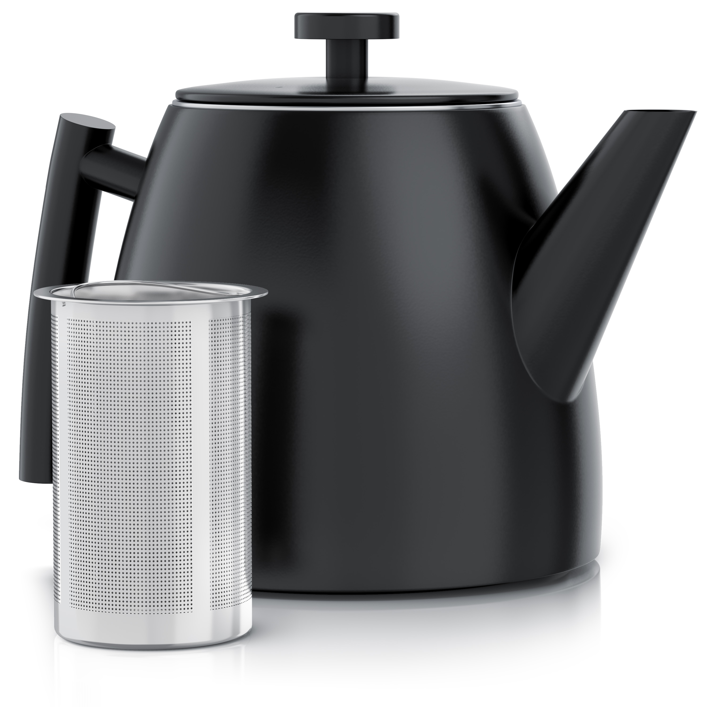 Arendo Teekanne, mit Griff aus Metall, Edelstahl Isolierkanne mit Siebeinsatz, 1000 ml, schwarz - Bild 1