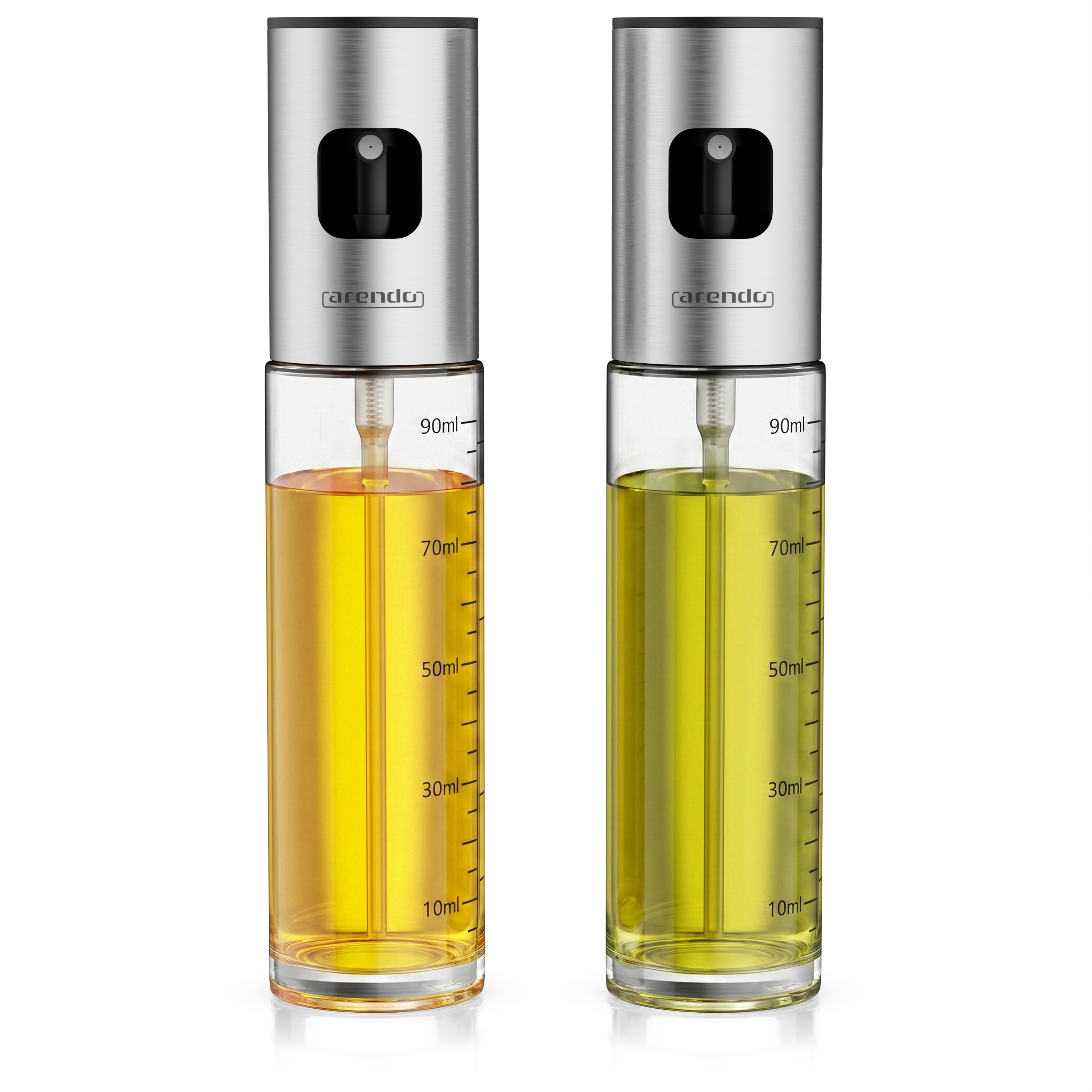 Arendo &Ouml;lspender, 2x &Ouml;lspr&uuml;her, Glas, Skala 90 ml, rutschfester Spr&uuml;hknopf, Glasflasche, transparent - Bild 1