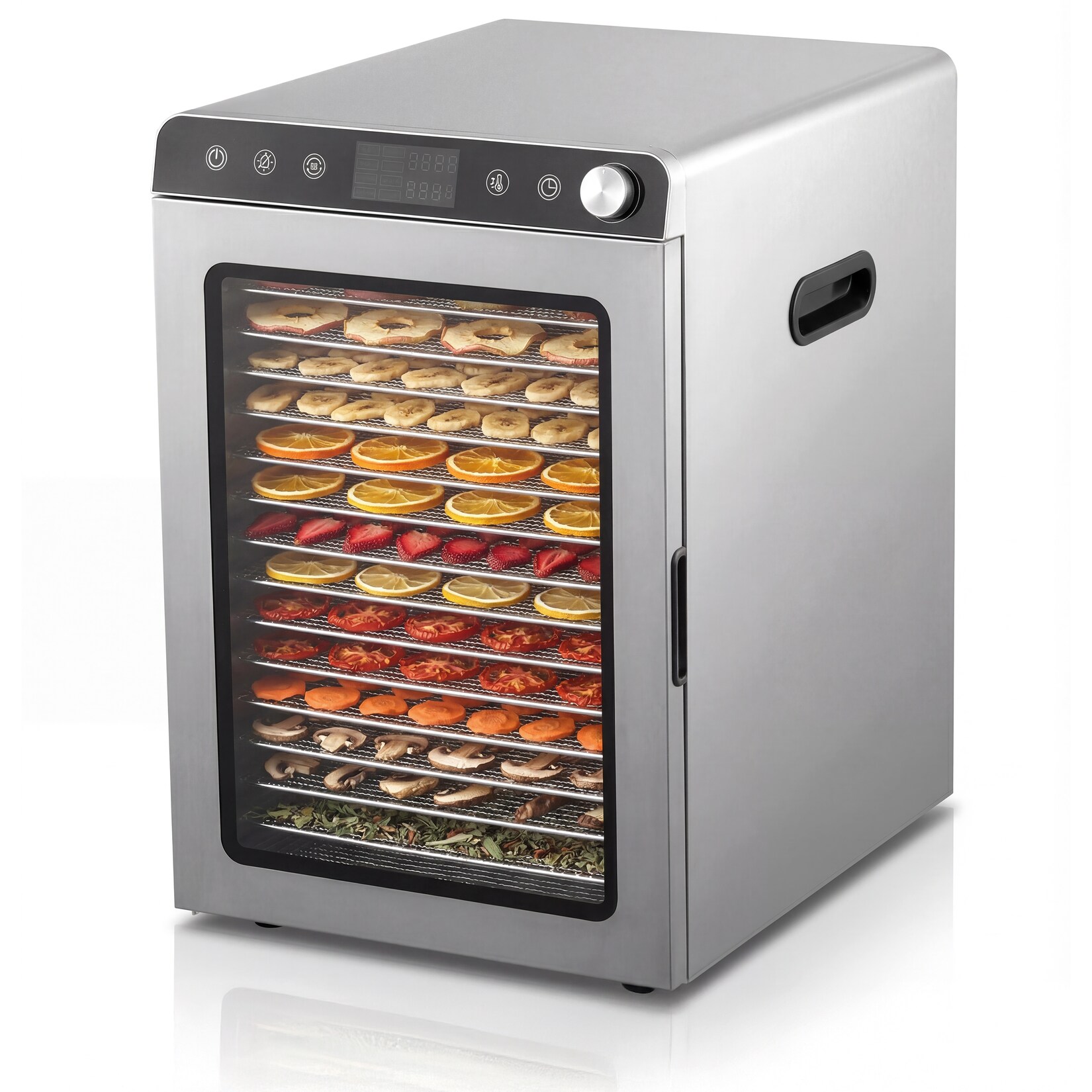 Arendo Dörrautomat, Edelstahl, 16 Fächer, Temperaturregler 30°-85°C, Dörrgerät, Dehydrator, edelstahlfarben