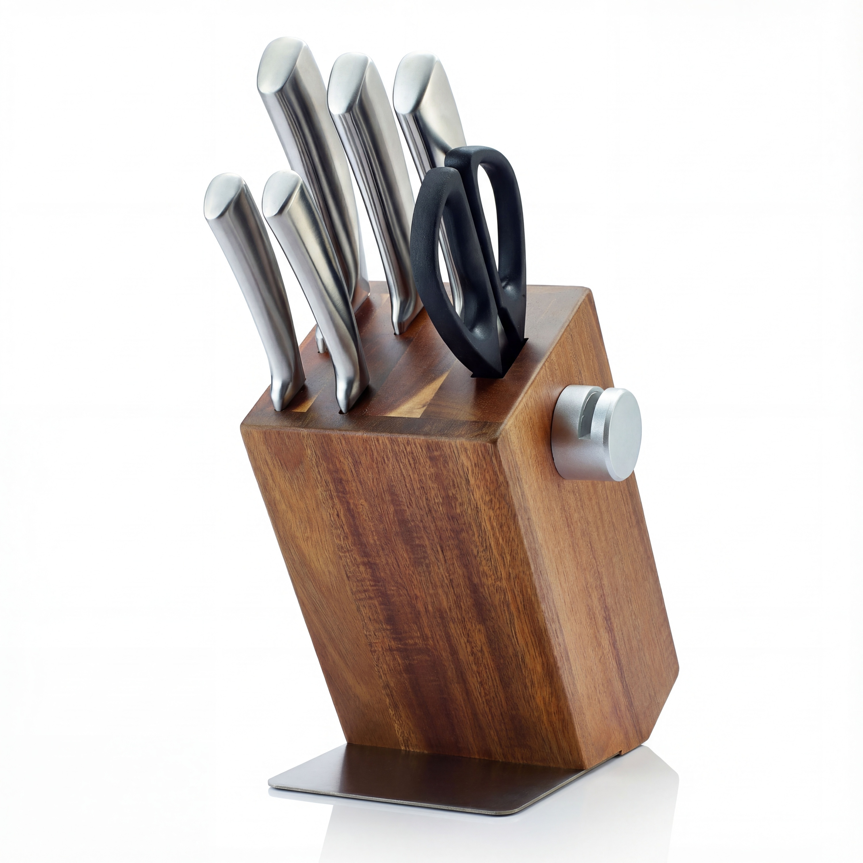 Arendo Messerblock, 6-teilig mit Holzblock & Edelstahl Messern, inkl. Sch&auml;rfer und Schere, nan - Bild 1
