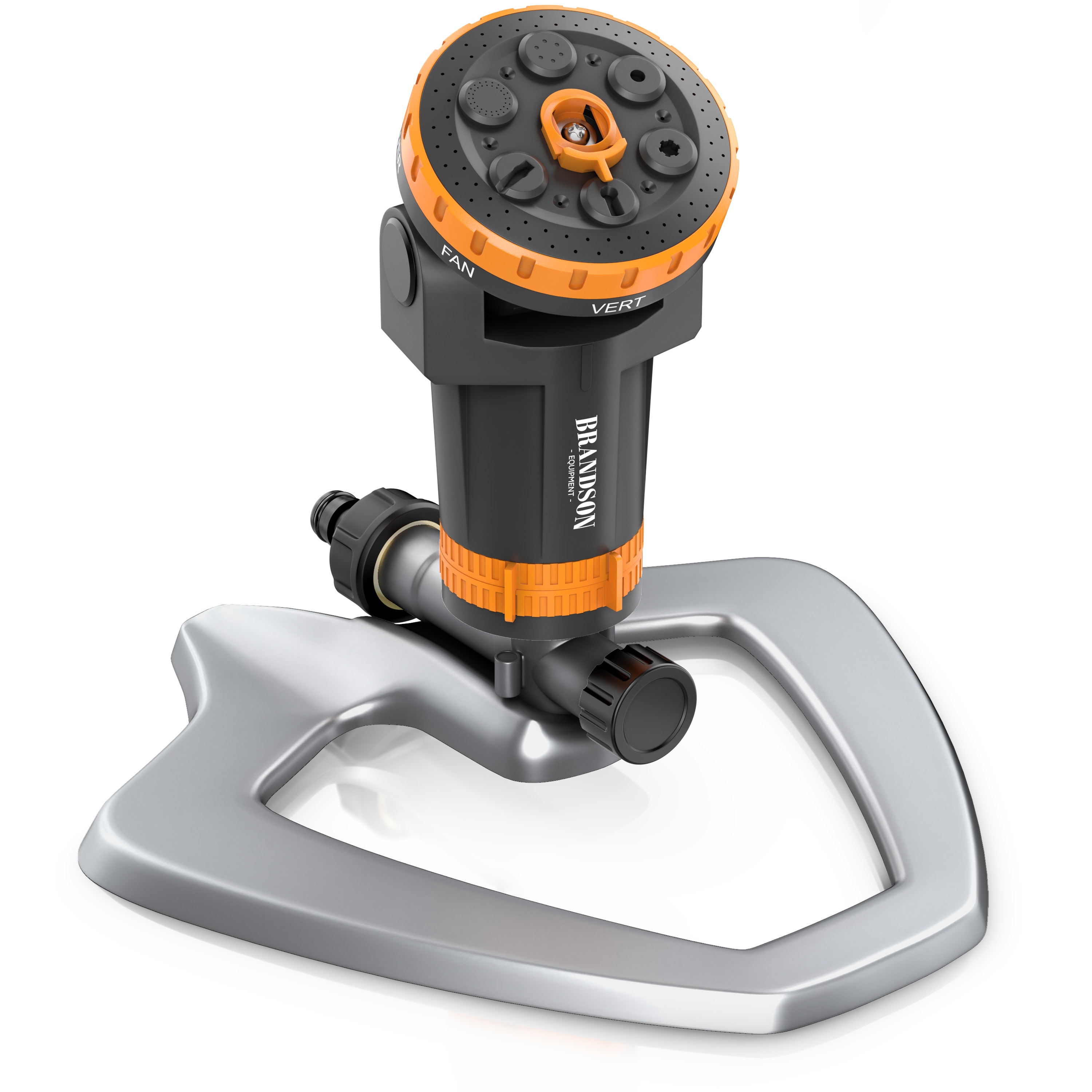 Brandson Vielfl&auml;chenregner, Garten Sprinkler, 360&deg; Rasensprenger, 6 Spr&uuml;hmuster, 200m&sup2; Bew&auml;sserung, orange/grau - Bild 1