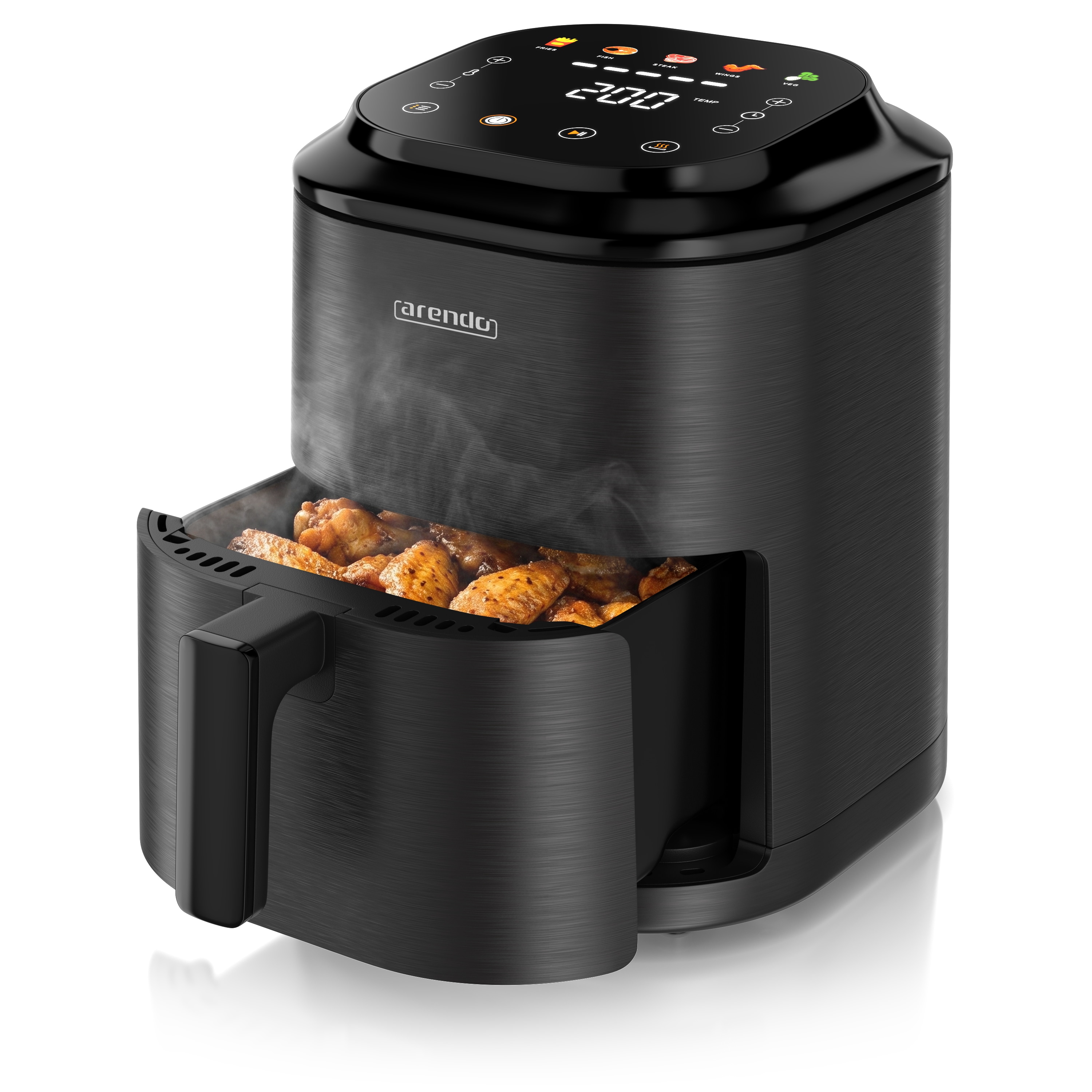 Arendo Hei&szlig;luftfritteuse, kompakter Airfryer 2,5 l, Touch, 5 Programme, Timer, Warmhaltefunktion, schwarz - Bild 1